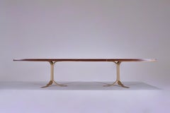 12-Person Reclaimed Hardwood Table, Sand Cast Brass Base by P. Tendercool