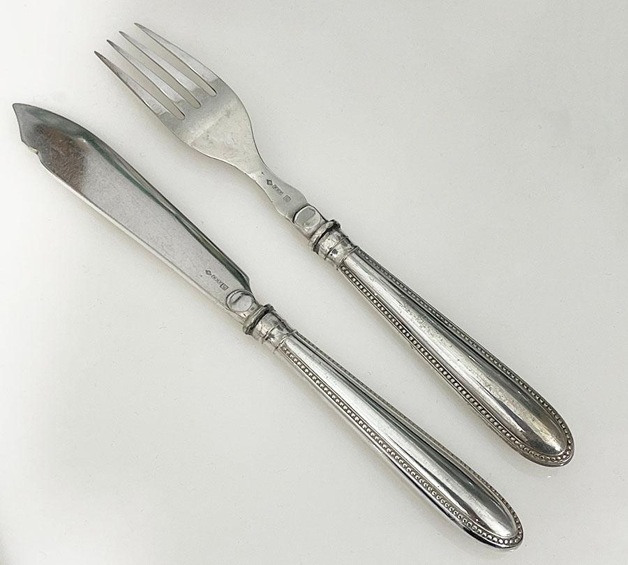 Allemand 12 couverts à poisson de WMF, Allemagne 1903-1910 en vente