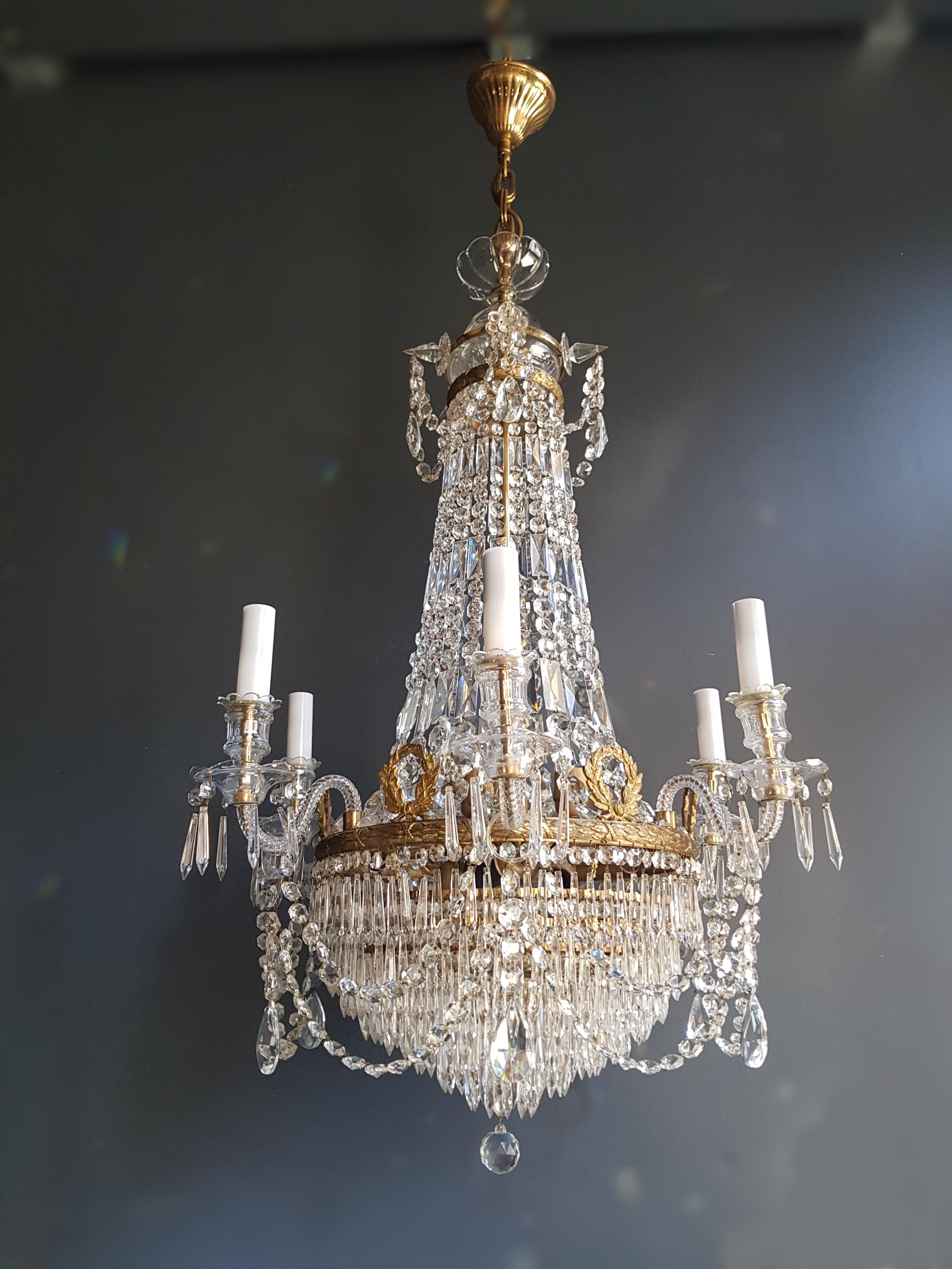 Pair Montgolfièr Empire Chandelier Crystal Classic traditional  Brass Glass four For Sale 4