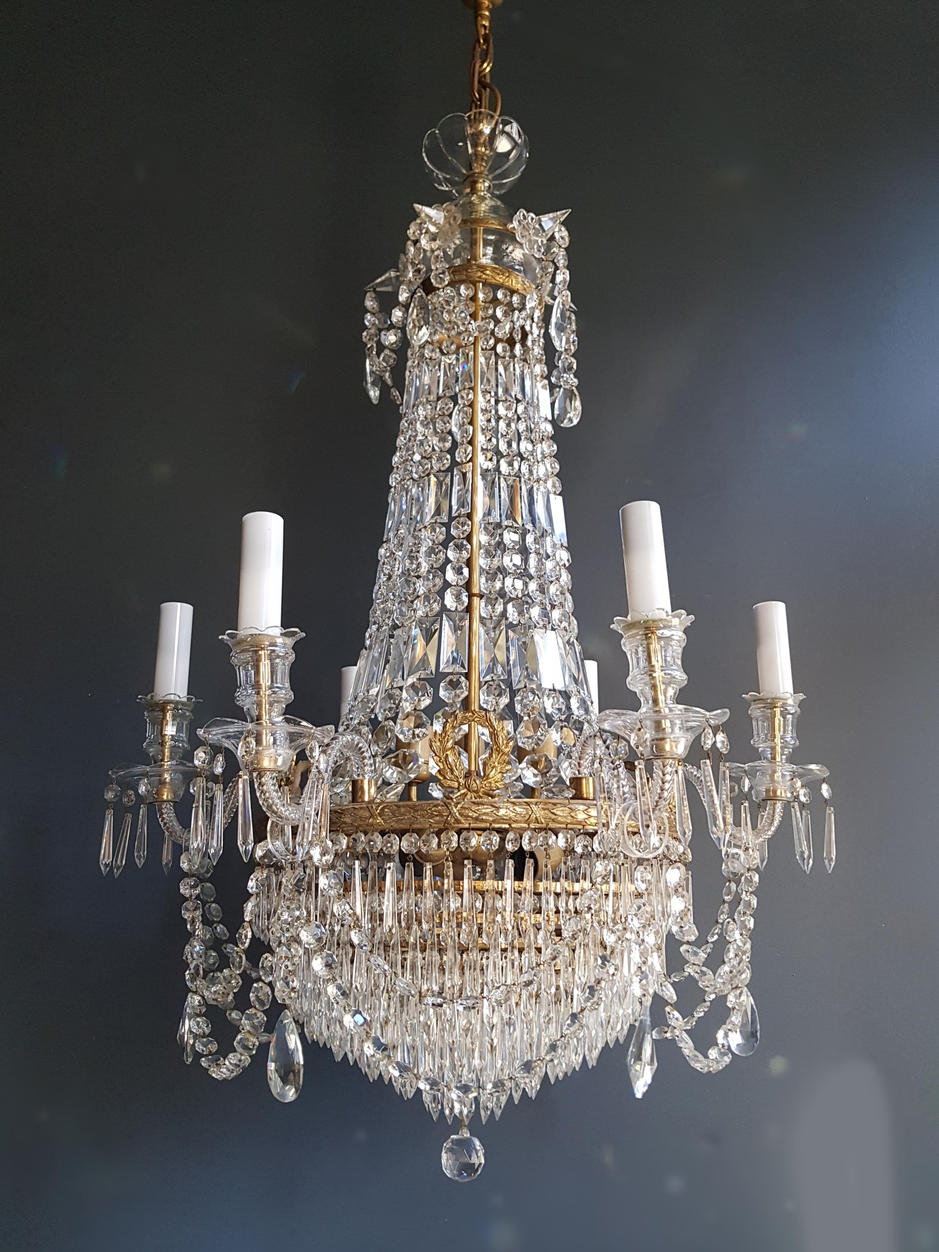 Pair Montgolfièr Empire Chandelier Crystal Classic traditional  Brass Glass four For Sale 5