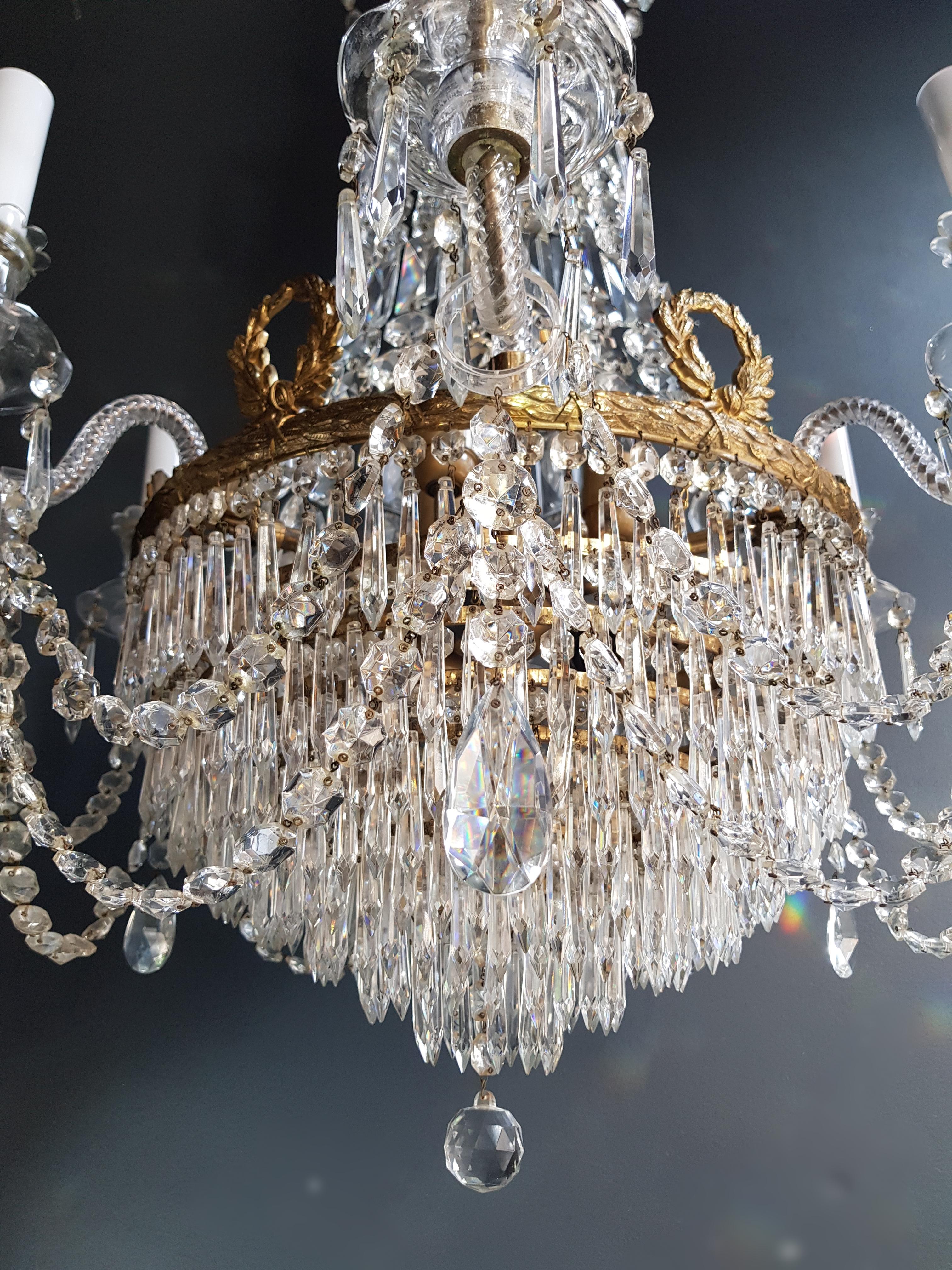 Paire de lustres Empire Montgolfière Cristal Classic traditionnels  Laiton Verre quatre en vente 6