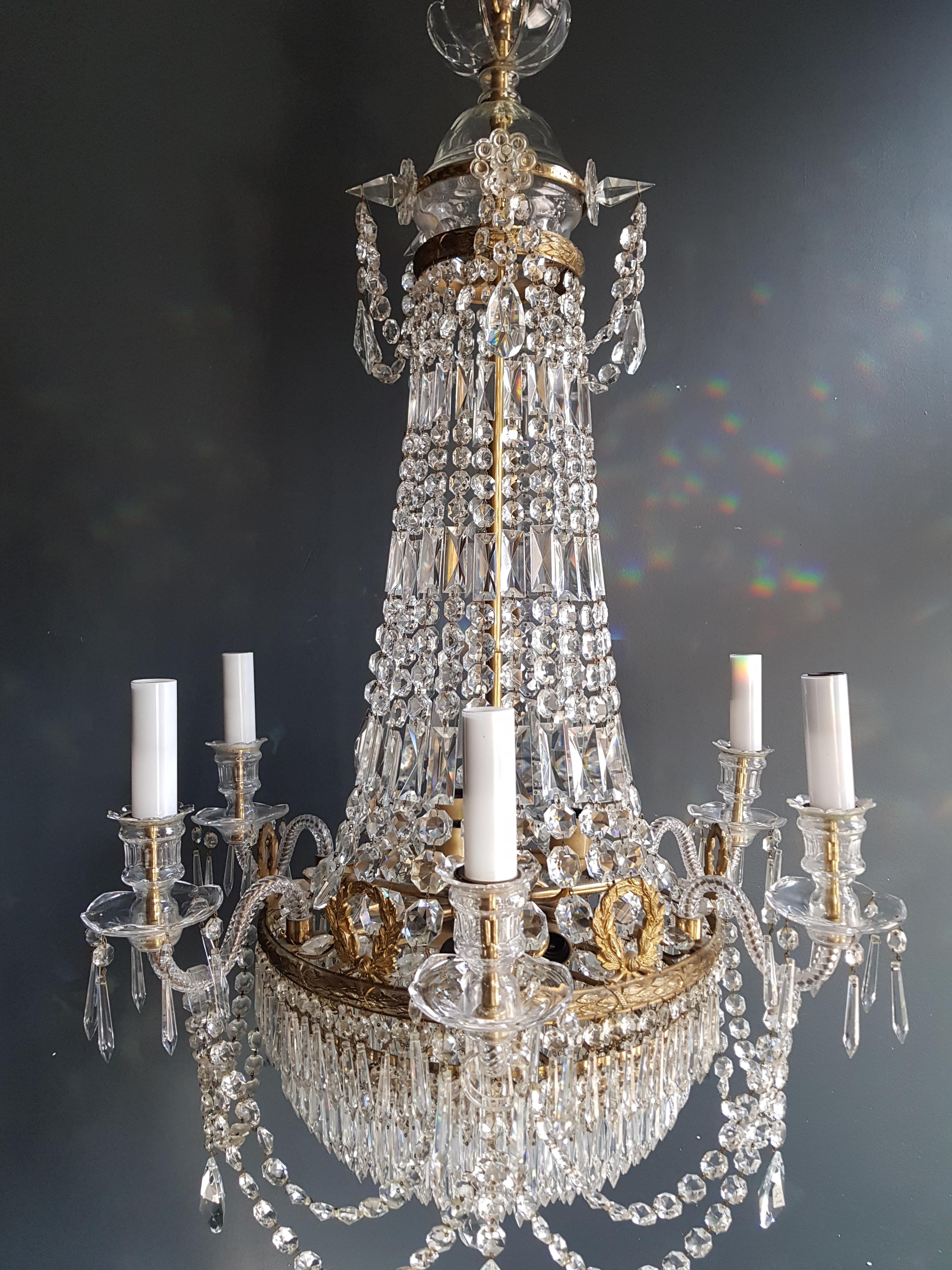 Pair Montgolfièr Empire Chandelier Crystal Classic traditional  Brass Glass four For Sale 7
