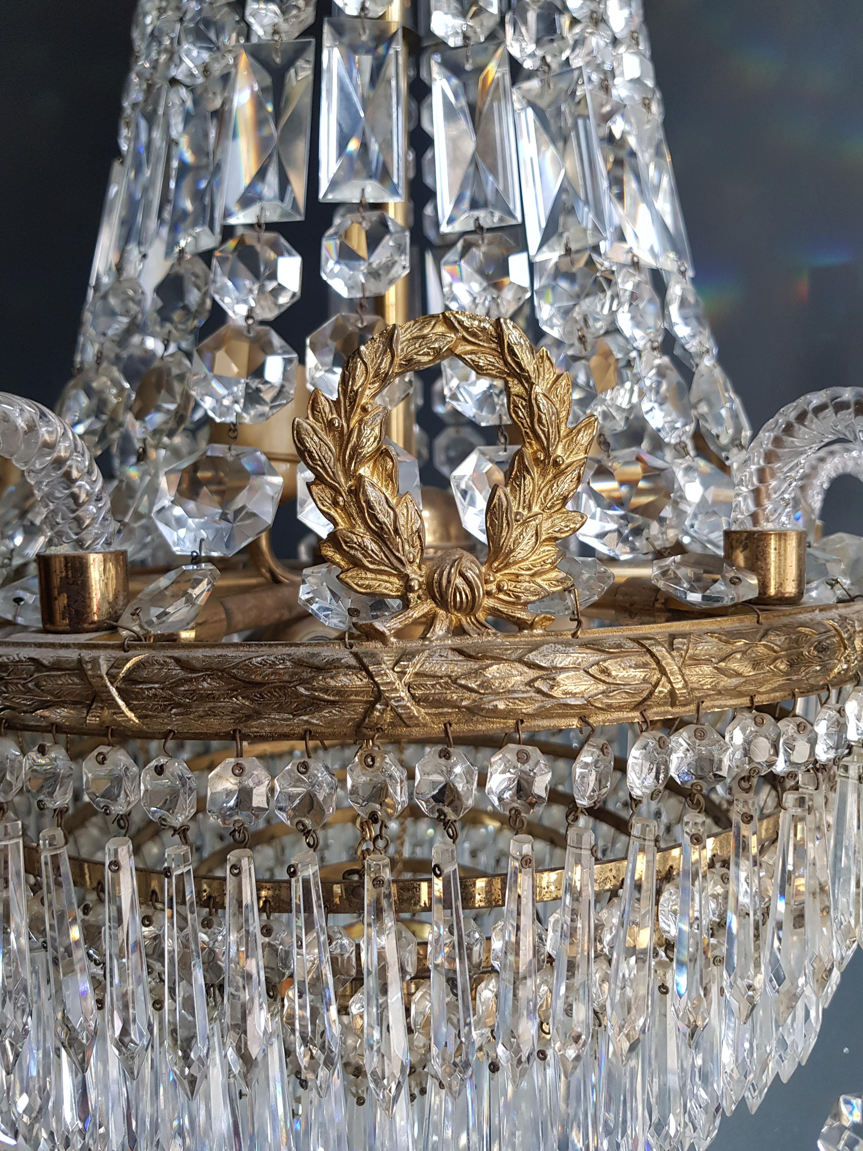 Paire de lustres Empire Montgolfière Sac de Perle Lustre en cristal en vente 9