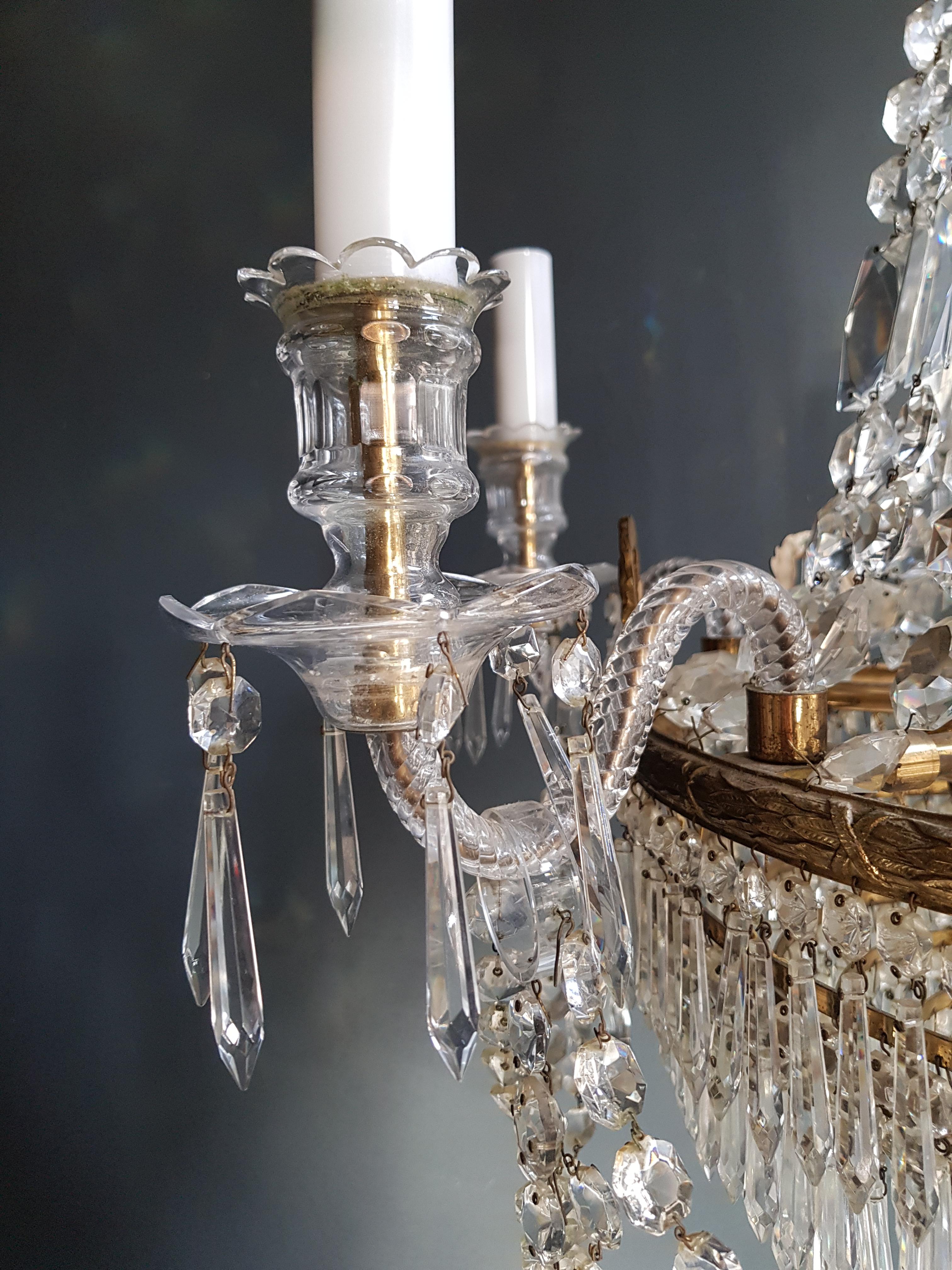 Paire de lustres Empire Montgolfière Cristal Classic traditionnels  Laiton Verre quatre en vente 9