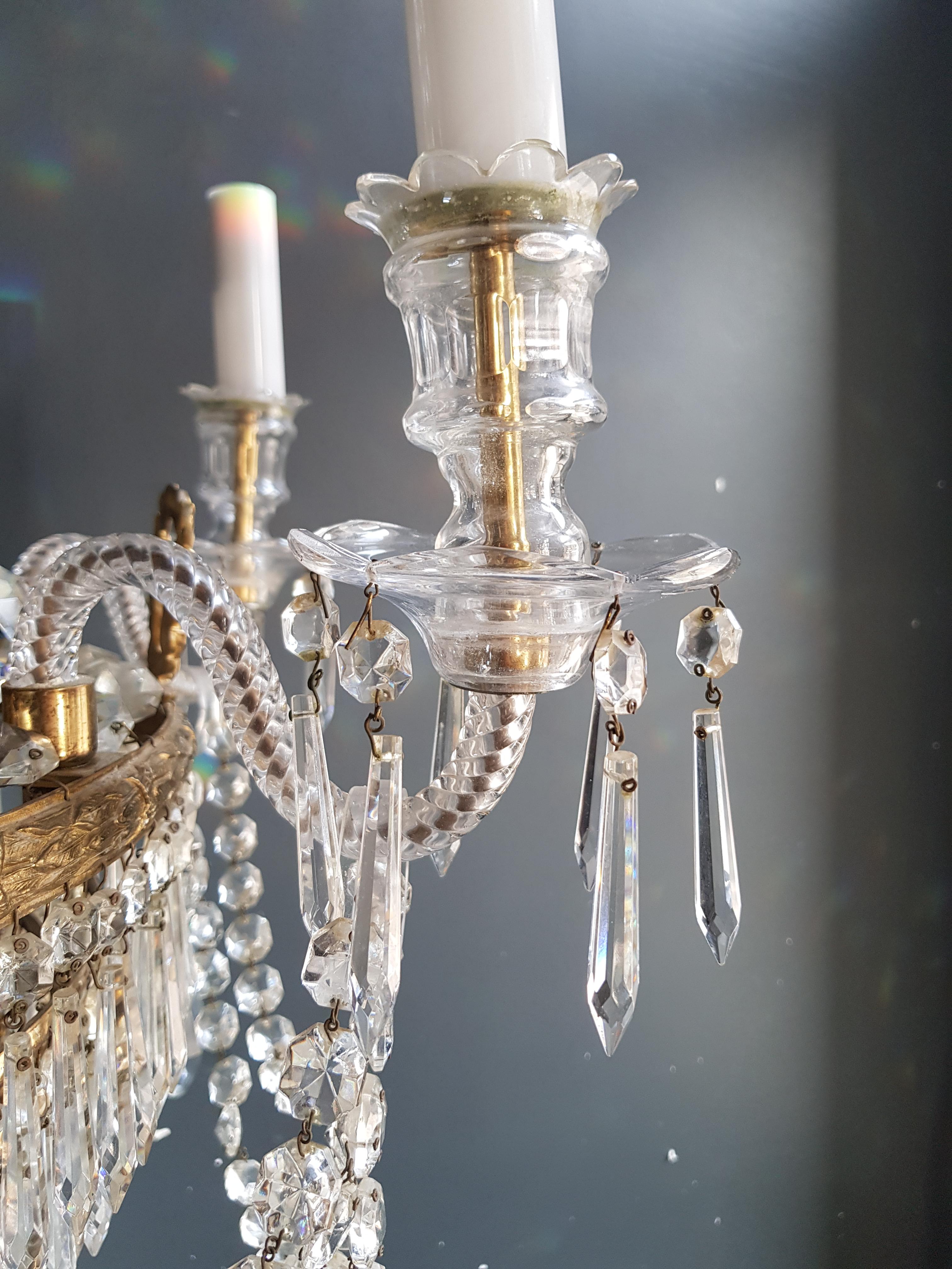 Paire de lustres Empire Montgolfière Cristal Classic traditionnels  Laiton Verre quatre en vente 10