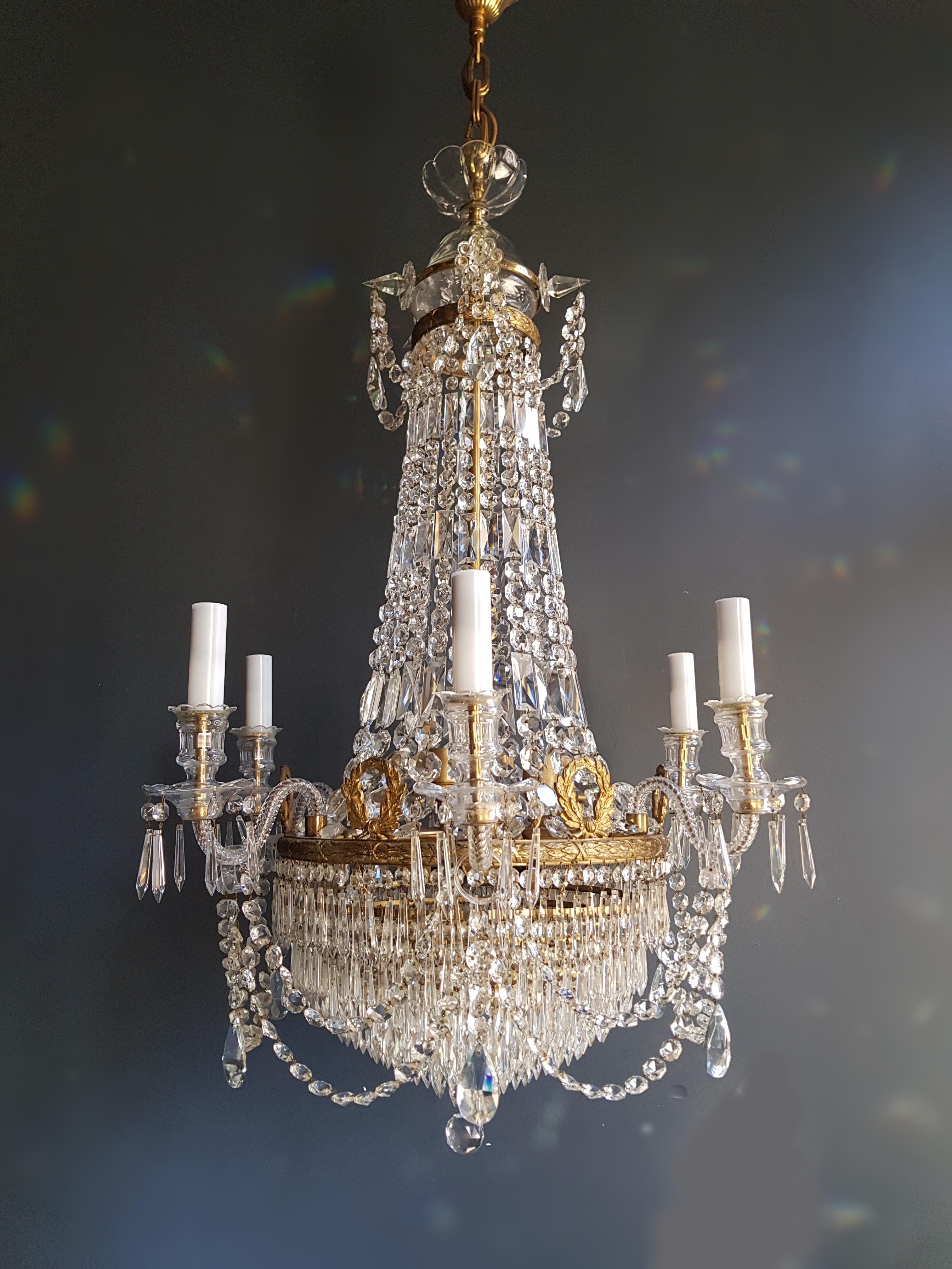 Korblüster Kristall Kronleuchter Messing Gold Deckenlampe Maria Theresia Empire 