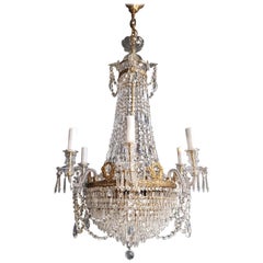 Pair Montgolfièr Empire Chandelier Crystal Classic traditional  Brass Glass four