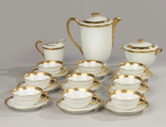Set da tè in porcellana 12 pezzi - Limoges - Bianco e oro