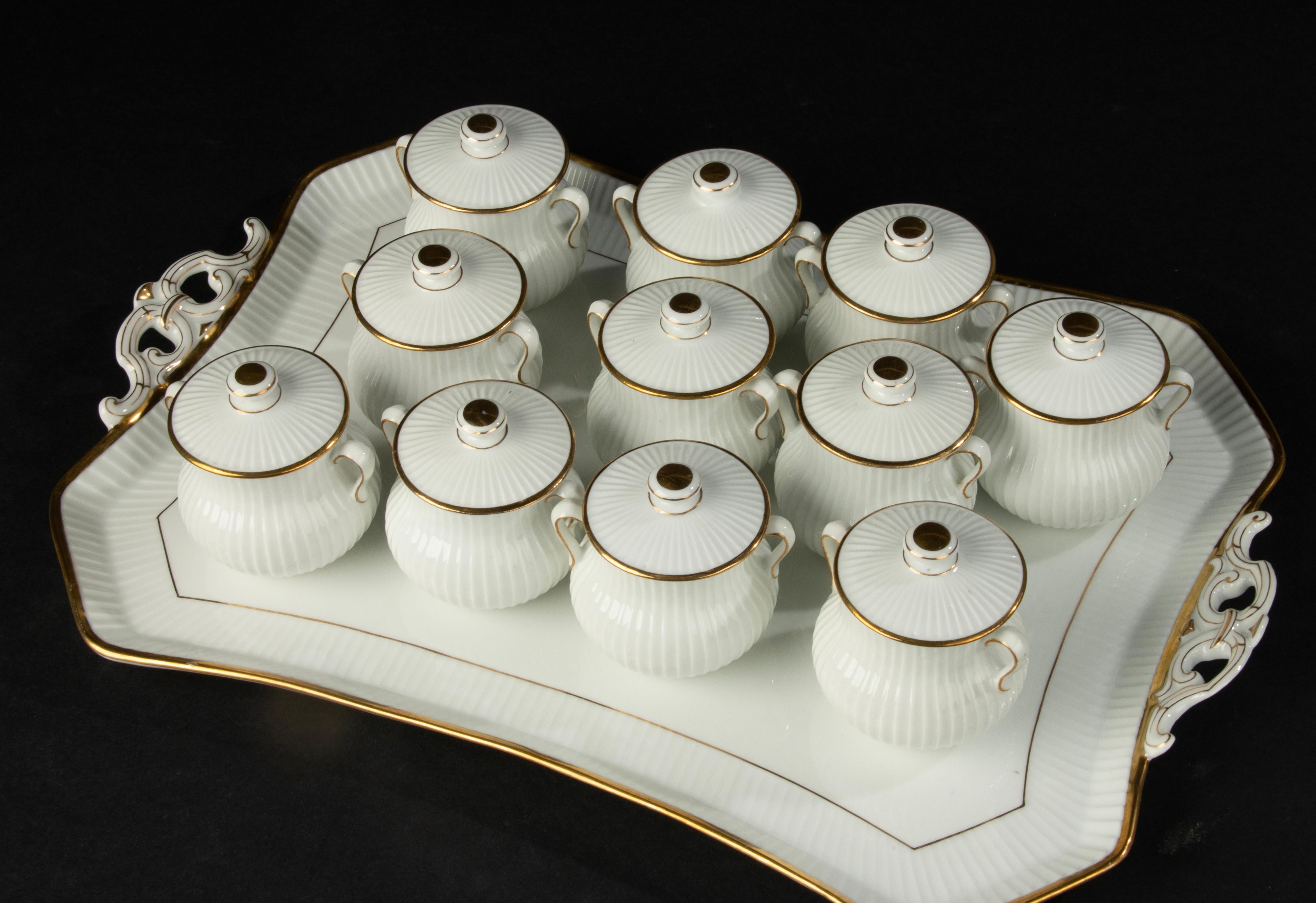 12-teiliges Pots de Creme-Servierbesteck - 19. Jahrhundert - Französisches Porzellan im Angebot 3