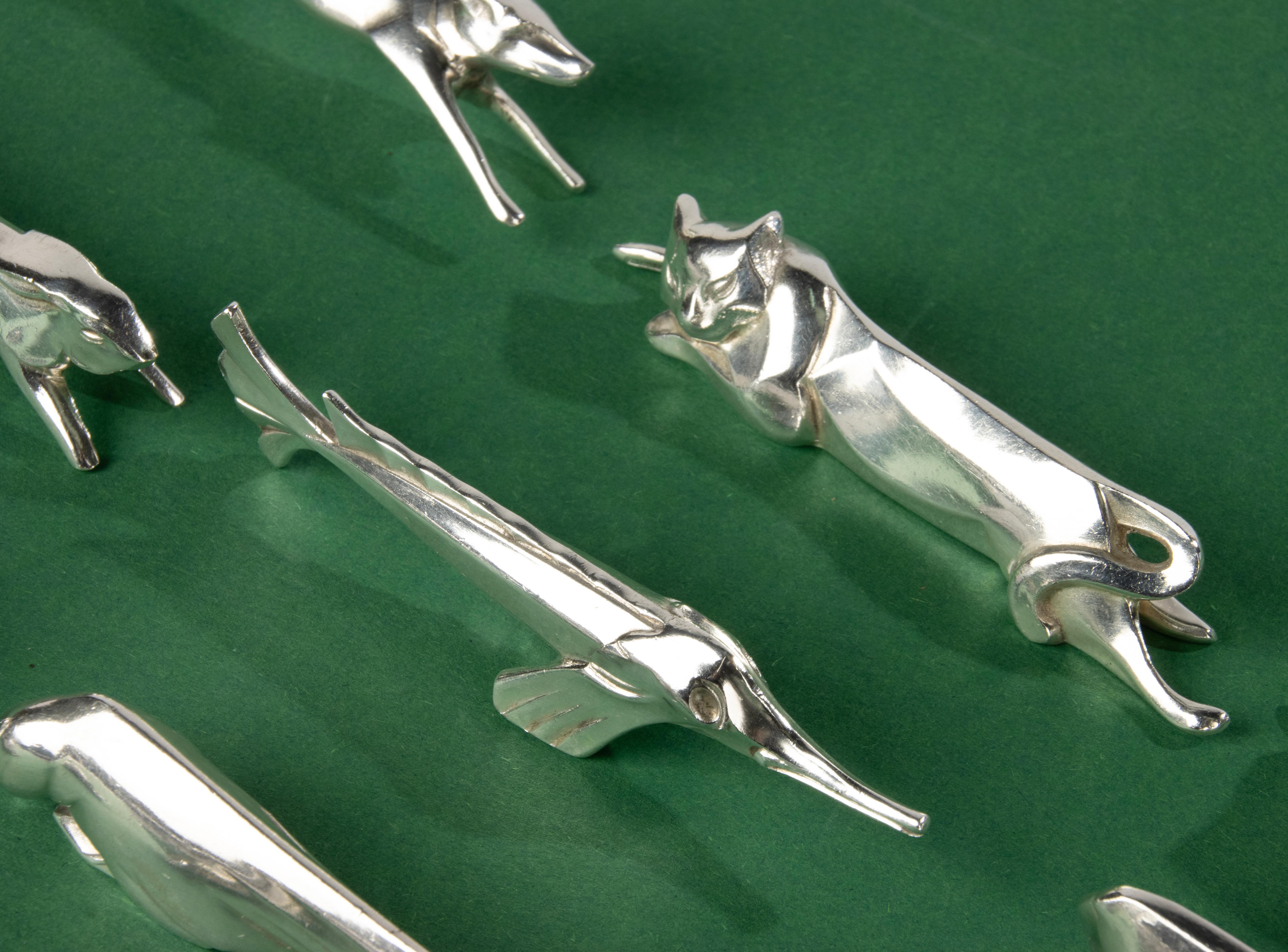 12-Piece Set Art Deco Animal Knife Rests - Gallia Christofle - Silver Plated  For Sale 4
