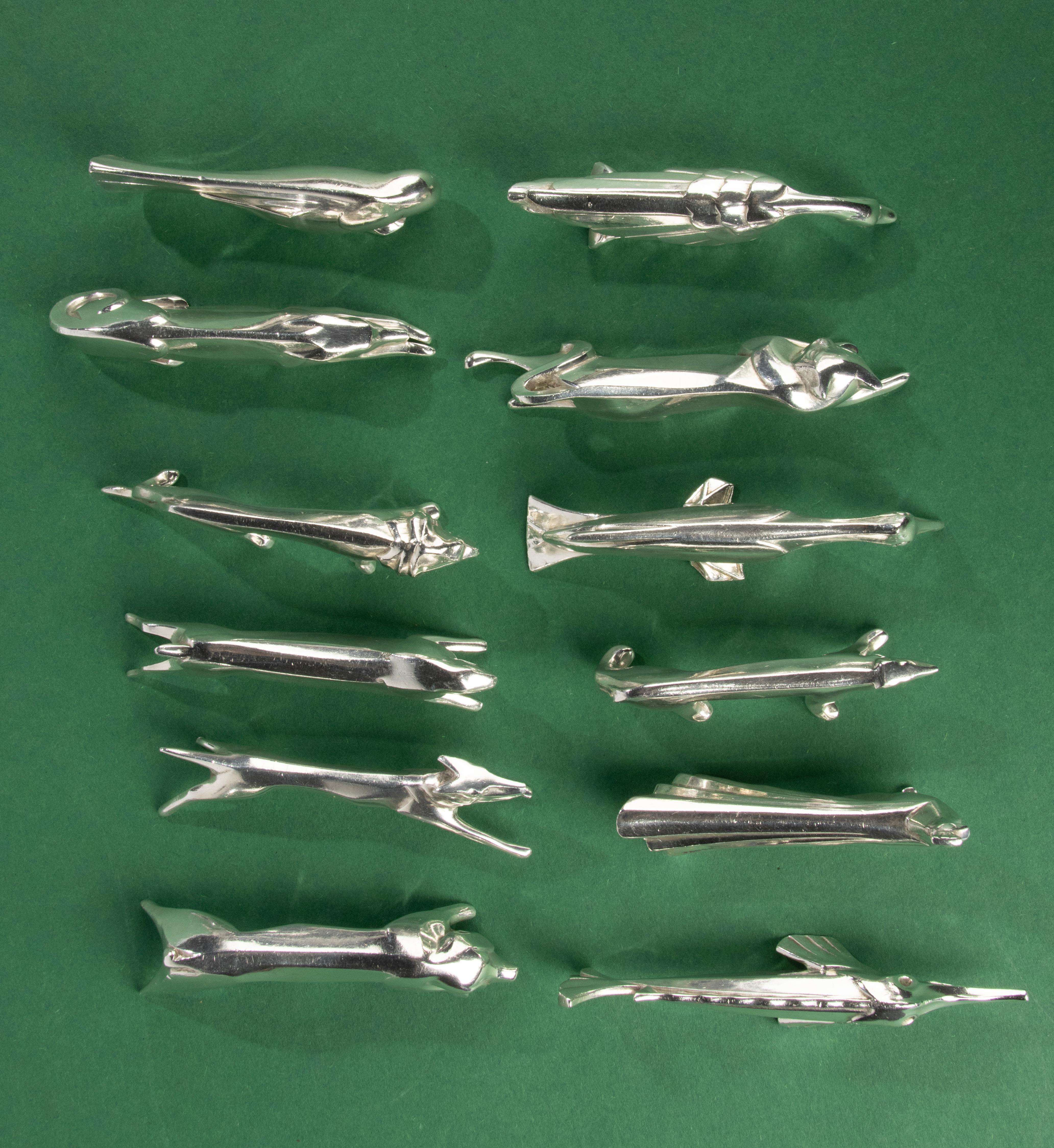 12-Piece Set Art Deco Animal Knife Rests - Gallia Christofle - Silver Plated  For Sale 8