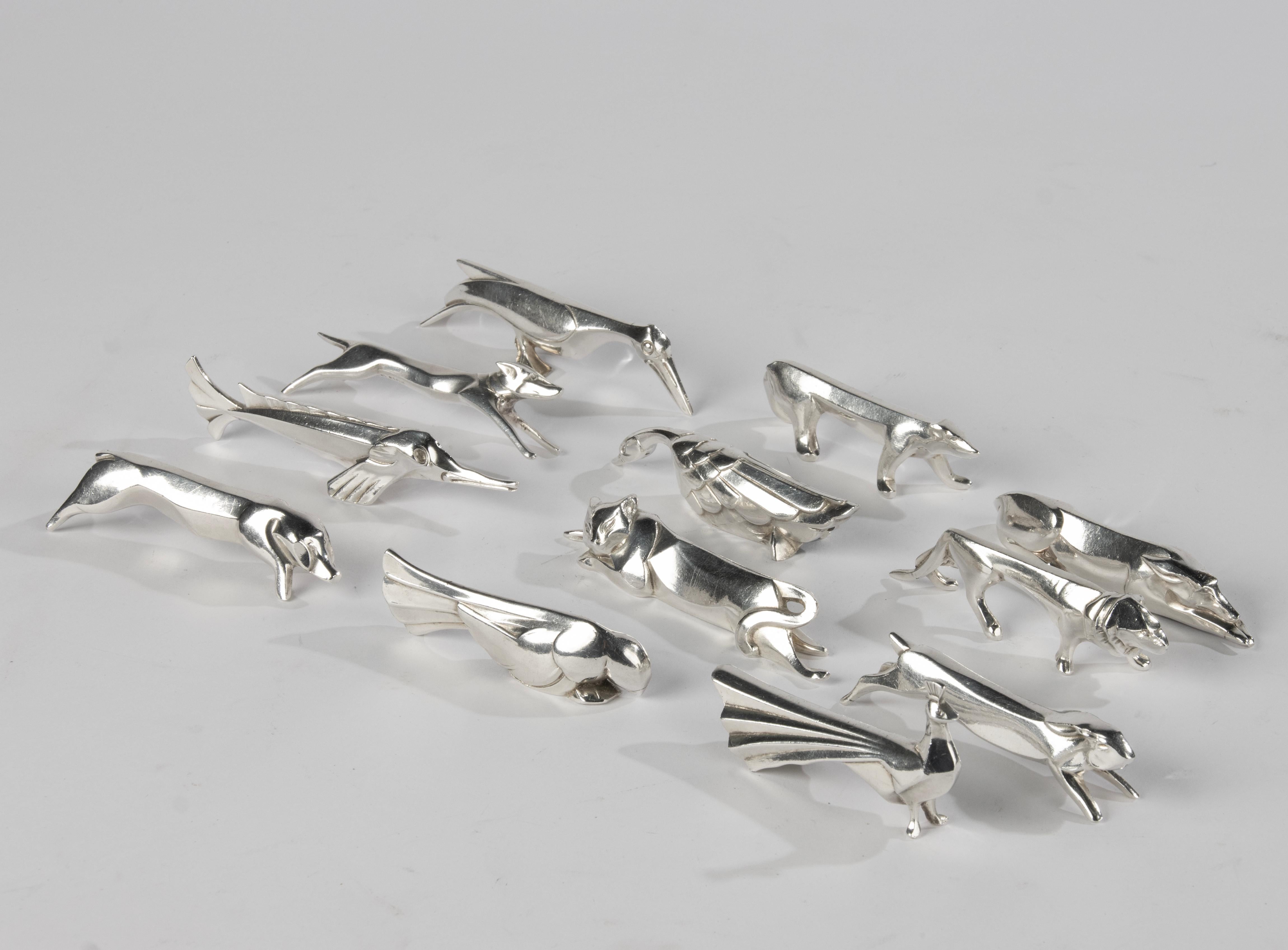 Ensemble de 12 couverts à couteaux Art Déco - Gallia Christofle - plaqué argent Bon état à Casteren, Noord-Brabant