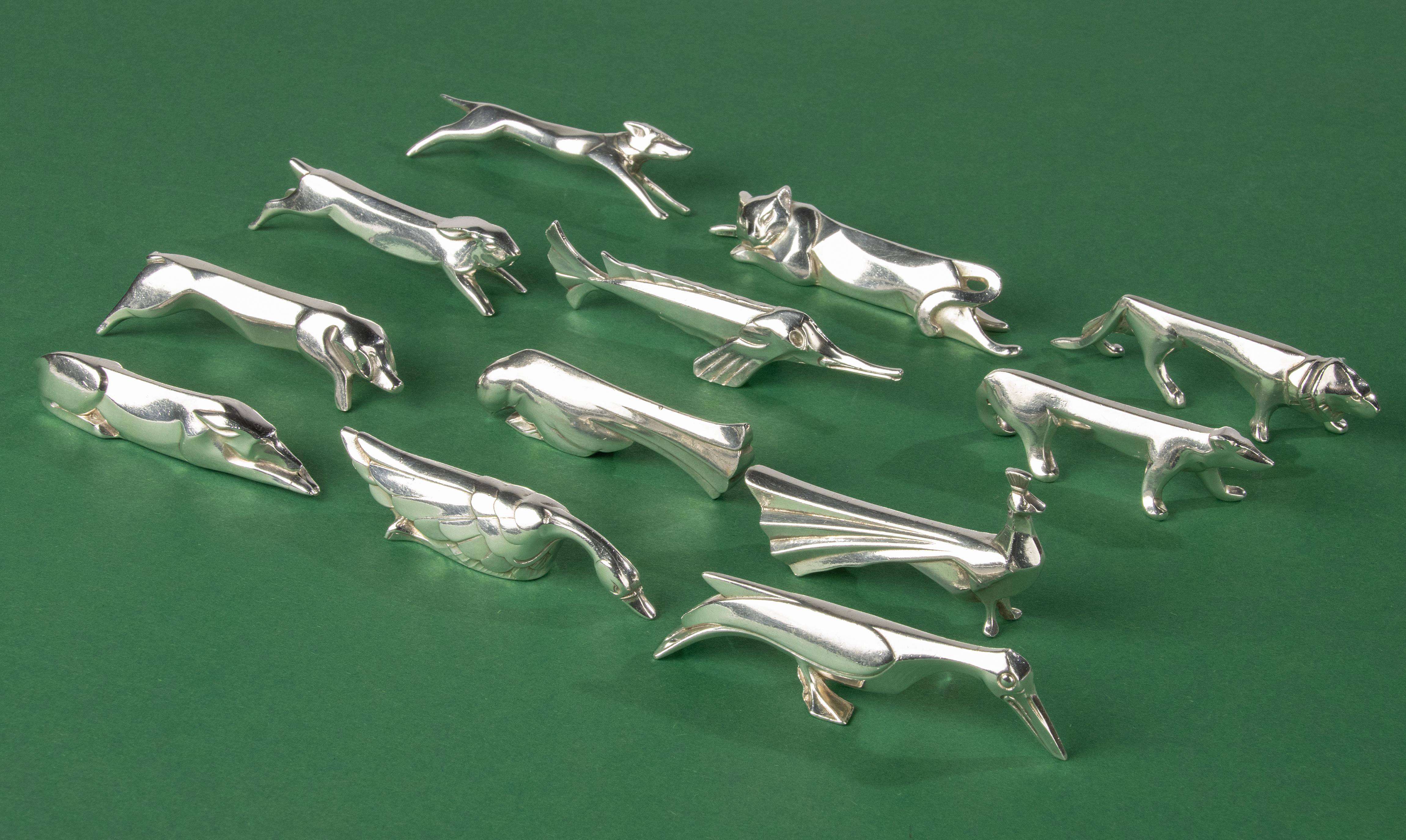 12-Piece Set Art Deco Animal Knife Rests - Gallia Christofle - Silver Plated  For Sale 1