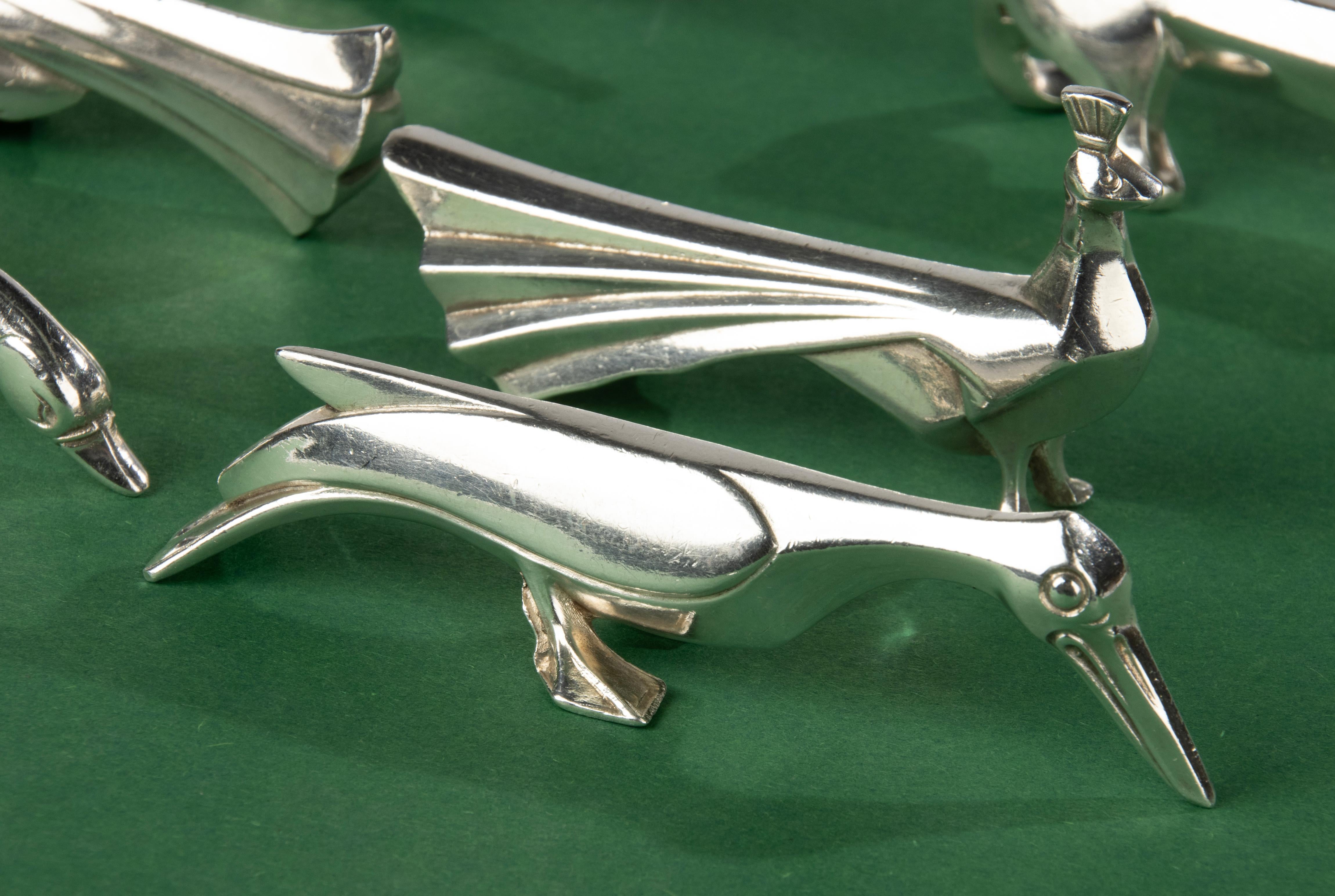 12-Piece Set Art Deco Animal Knife Rests - Gallia Christofle - Silver Plated  For Sale 3
