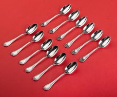 12-Piece Set Silver-Plated Mocha Spoons by Christofle Model Marly