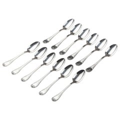 12-Piece Set Silver-Plated Mocha Spoons by Christofle Model Marly
