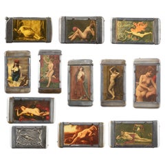 12 Piece Set, Vintage Americana Advertisement & Saloon & Nude Match Safes Vestas