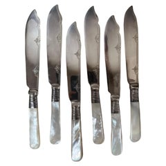 12 piece Vintage Silver- Plate Fish forks and Knives, Ornate Engravings, 1920s