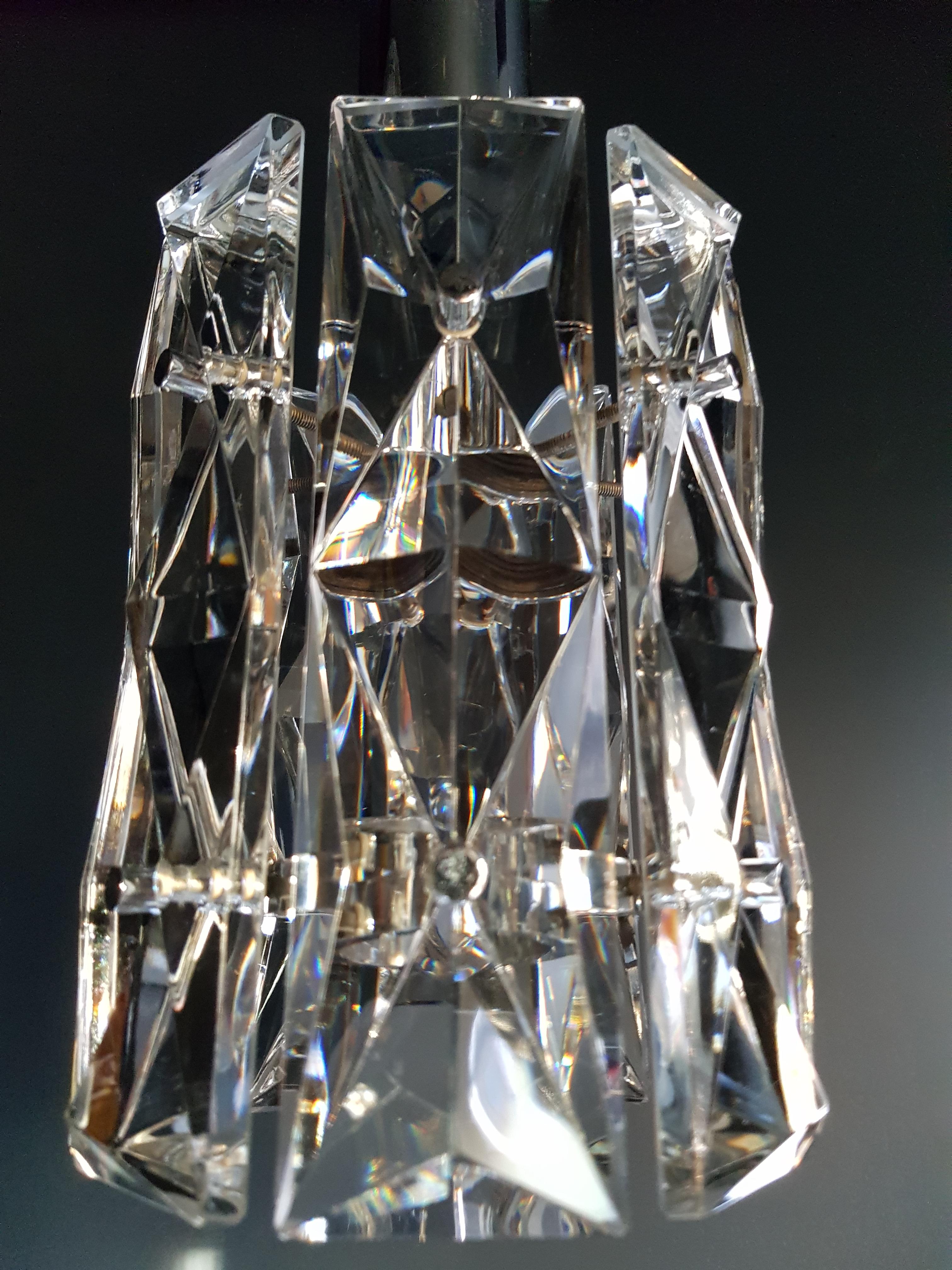 24 Pieces Chrome Crystal Glass Chandelier Lamp by Kinkeldey, Germany, 1970s 1