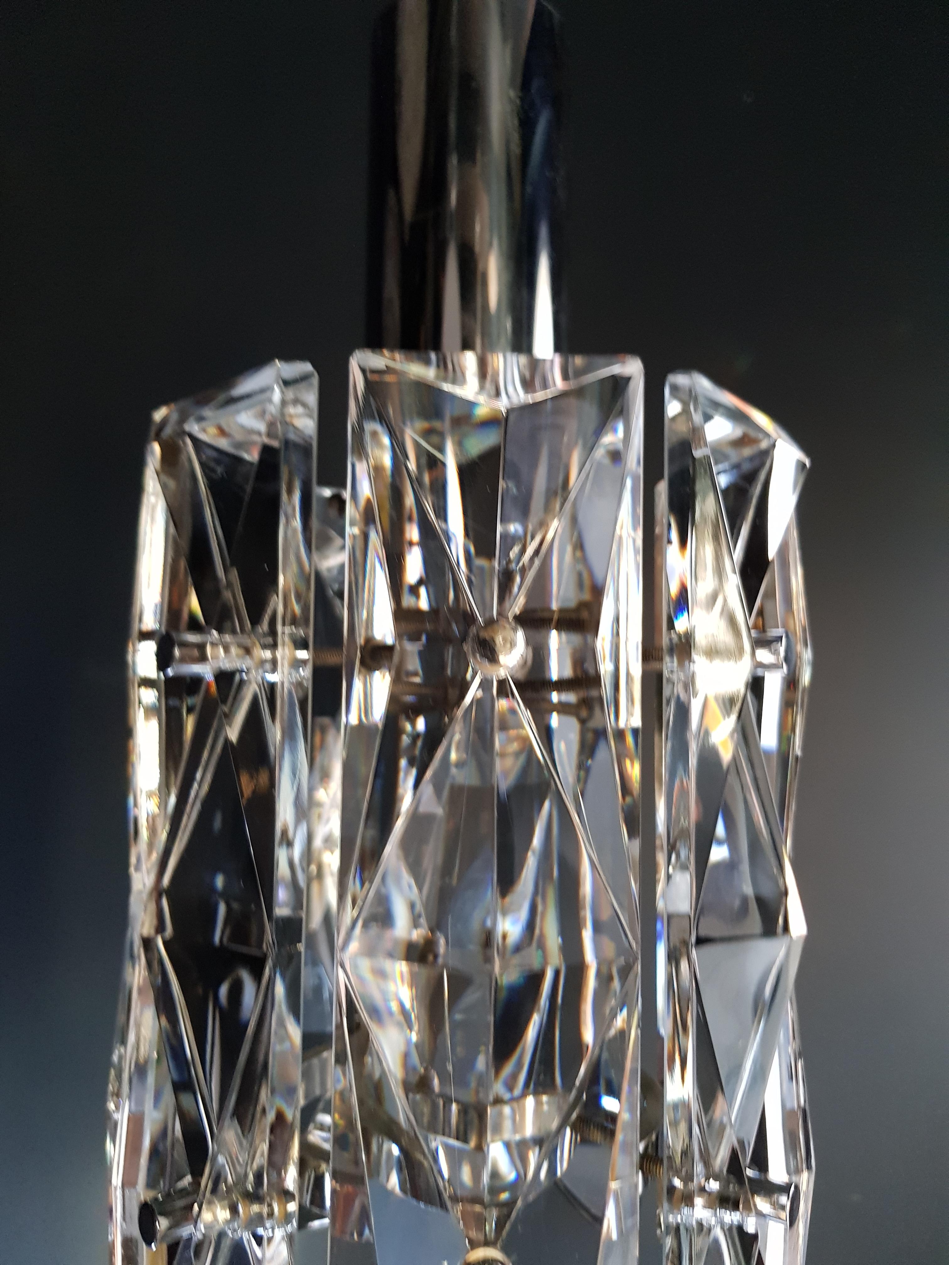 24 Pieces Chrome Crystal Glass Chandelier Lamp by Kinkeldey, Germany, 1970s 2