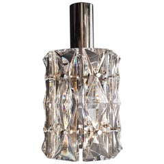 24 Pieces Chrome Crystal Glass Chandelier Lamp by Kinkeldey, Germany, 1970s