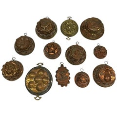 Antique 12 Pieces Collectable Copper Pudding Forms
