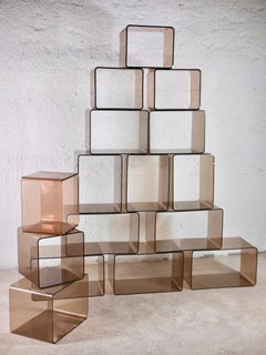 12 pezzi di scaffali modulari in plexiglass di Roche Bobois, Francia, 1970