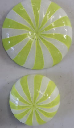 12 Pieces of Venini Latticino Yellow & White Desert Bowls and Plates.