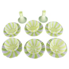 12 Pieces of Venini Latticino Yellow & White Desert Bowls and Plates.