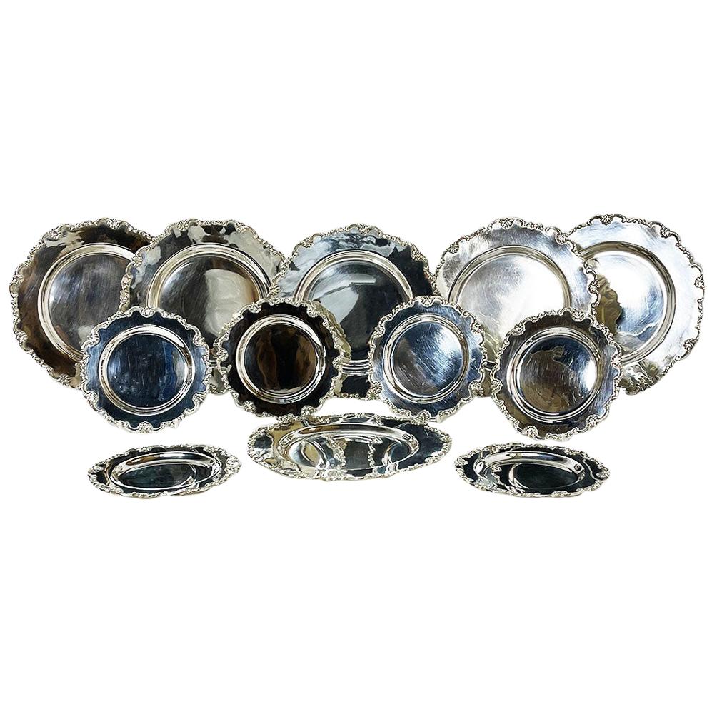 12 Pieces Peruvian Silver Plates by Camusso