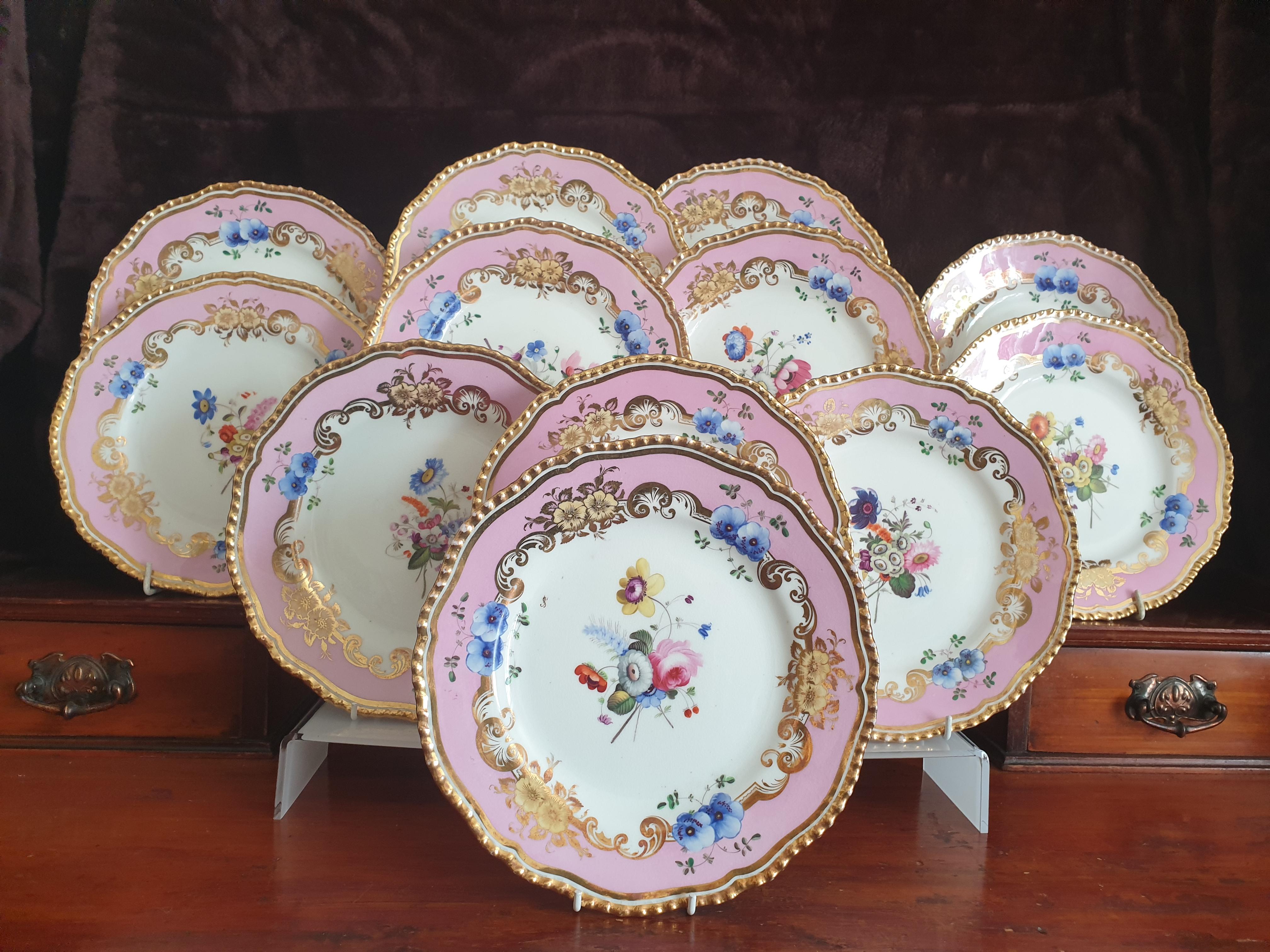 12 Pink Coalport Dessert Service For Sale 6