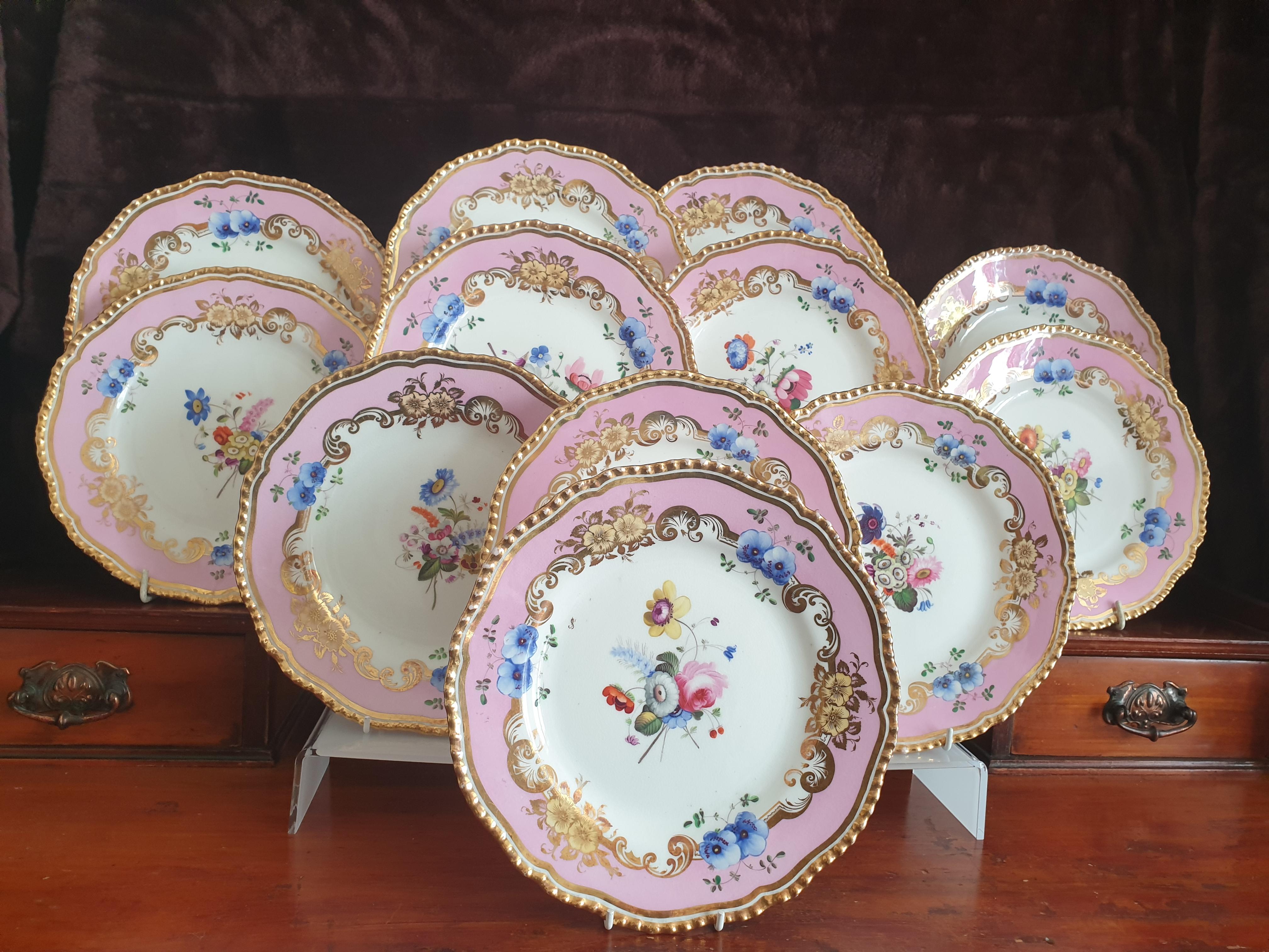 12 Pink Coalport Dessert Service For Sale 7