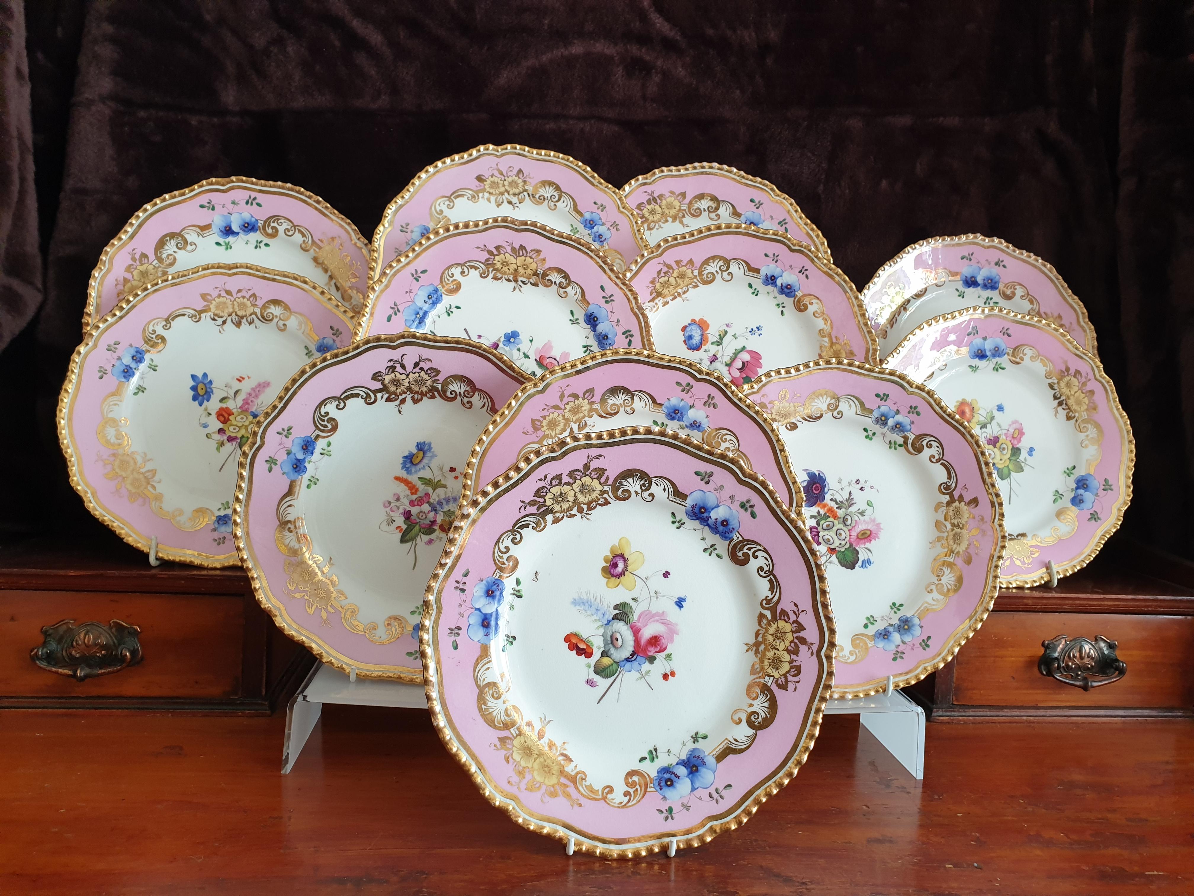 12 Pink Coalport Dessert Service For Sale 8