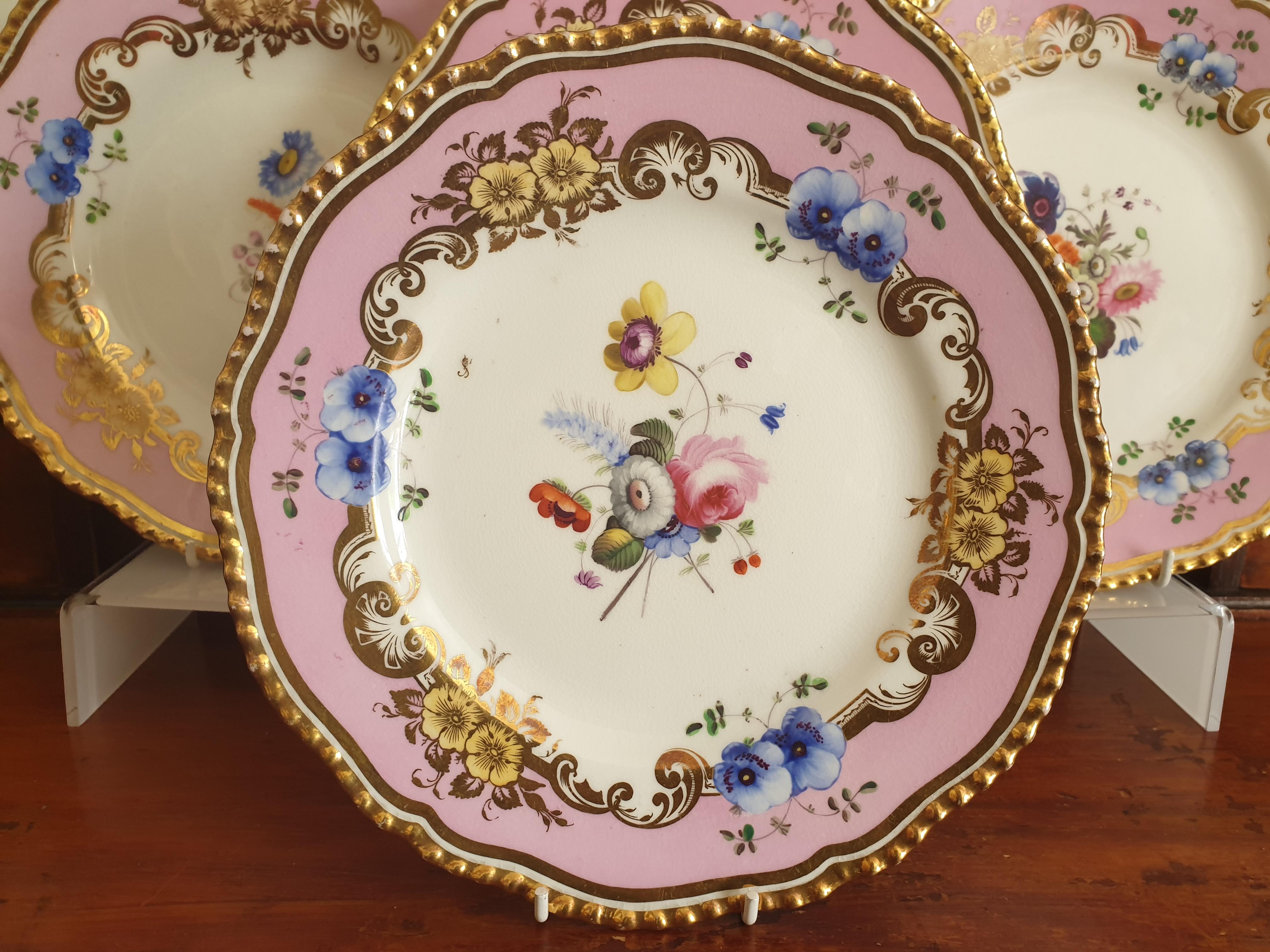 British 12 Pink Coalport Dessert Service For Sale