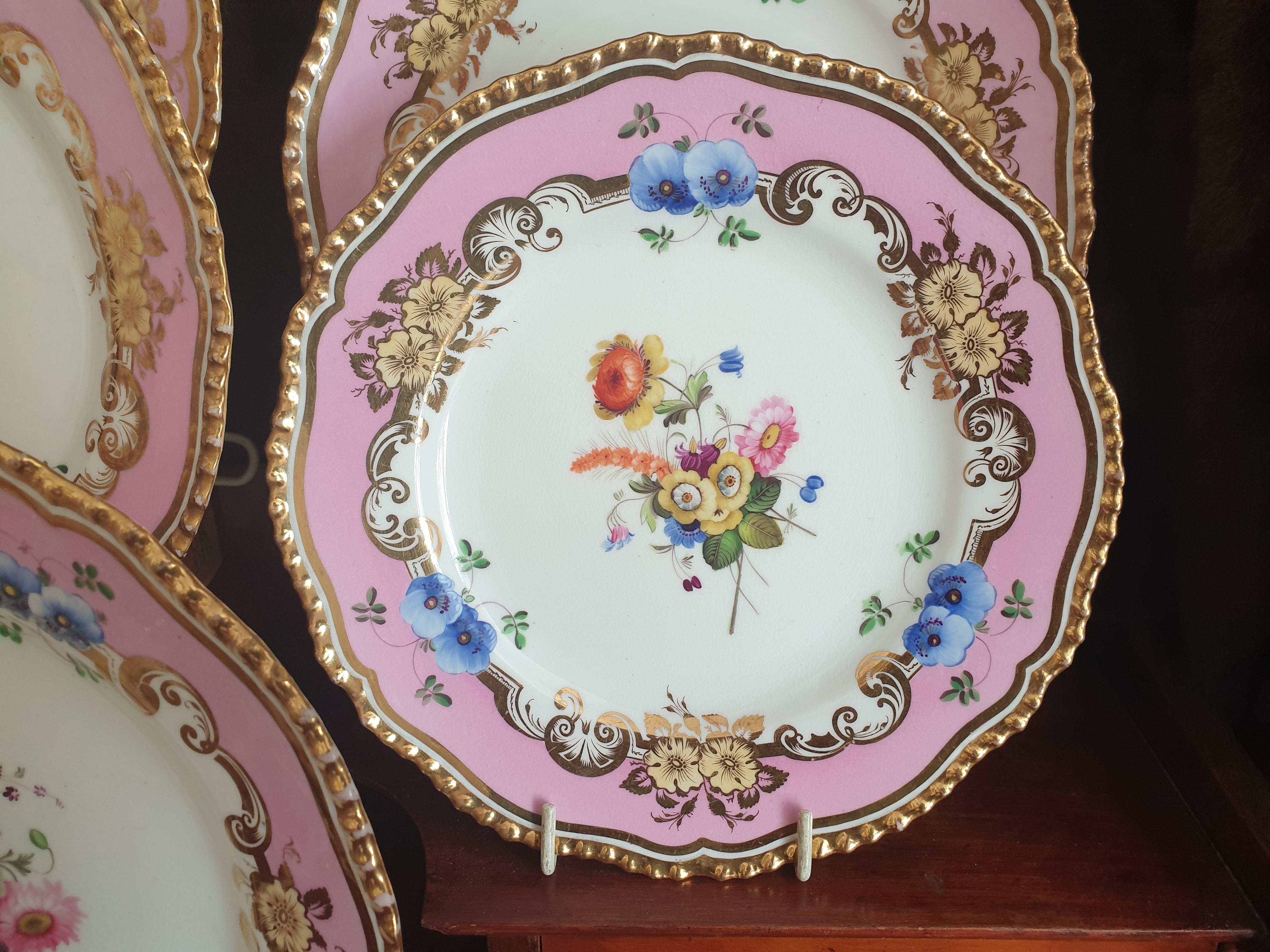 12 Pink Coalport Dessert Service In Good Condition For Sale In London, GB