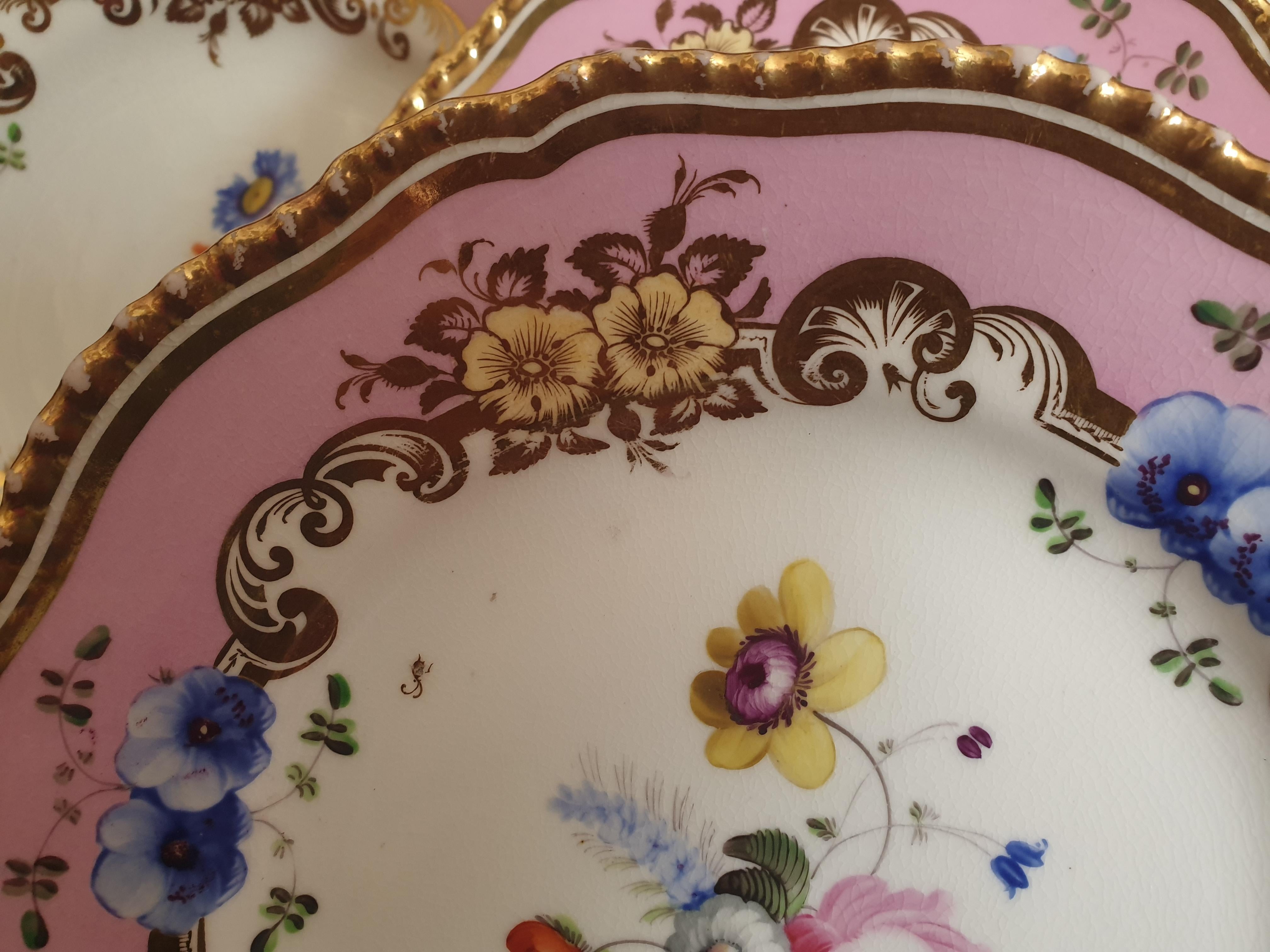 Porcelain 12 Pink Coalport Dessert Service For Sale