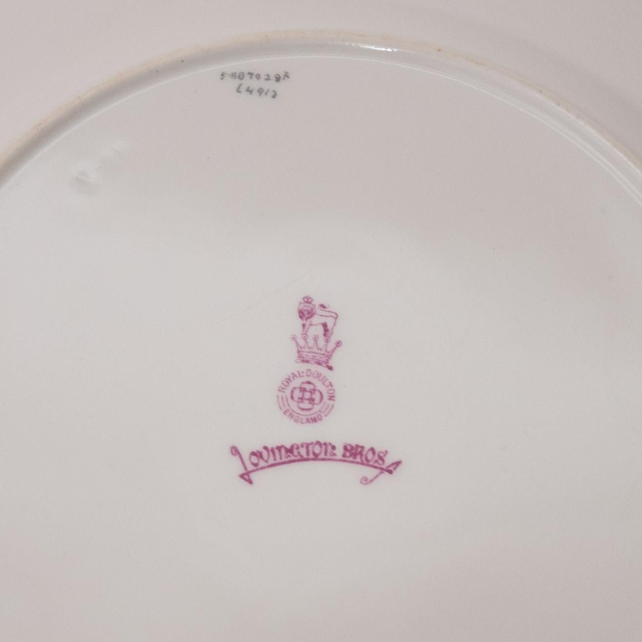 12 Pink & Raised Gold Encrusted Dinner Plates, Antique English, Circa 1910 2