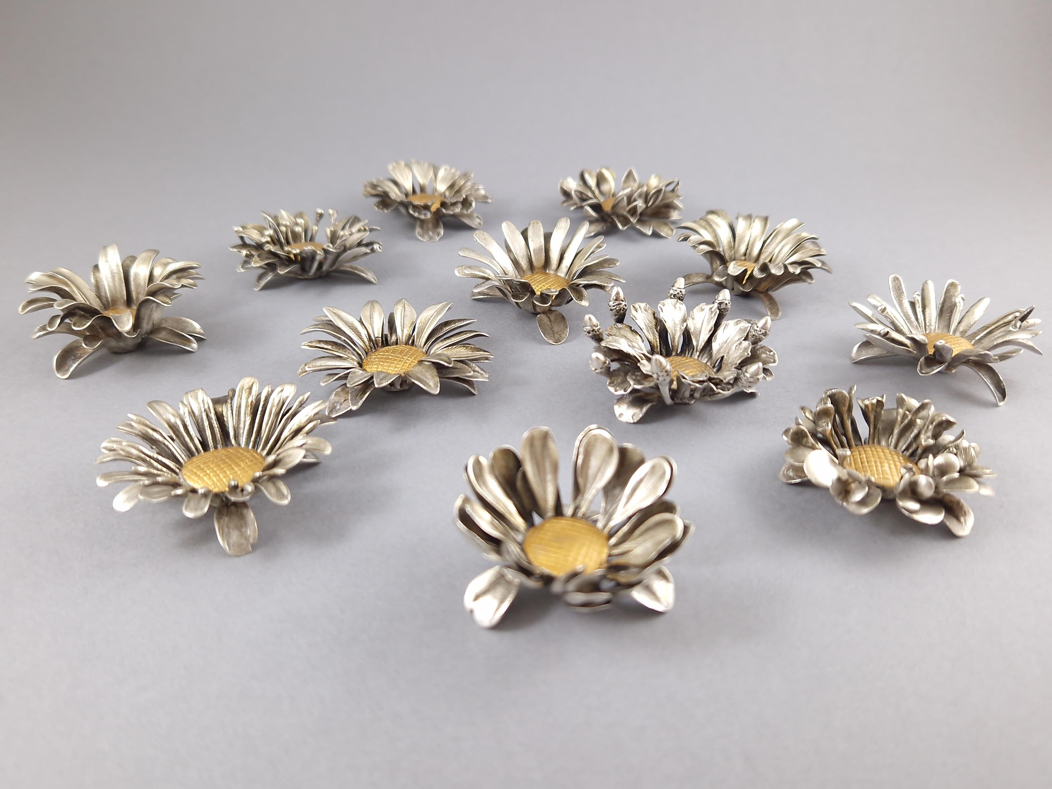 12 Place Card Holders / Table Decor in Solid Silver and Gilt 4