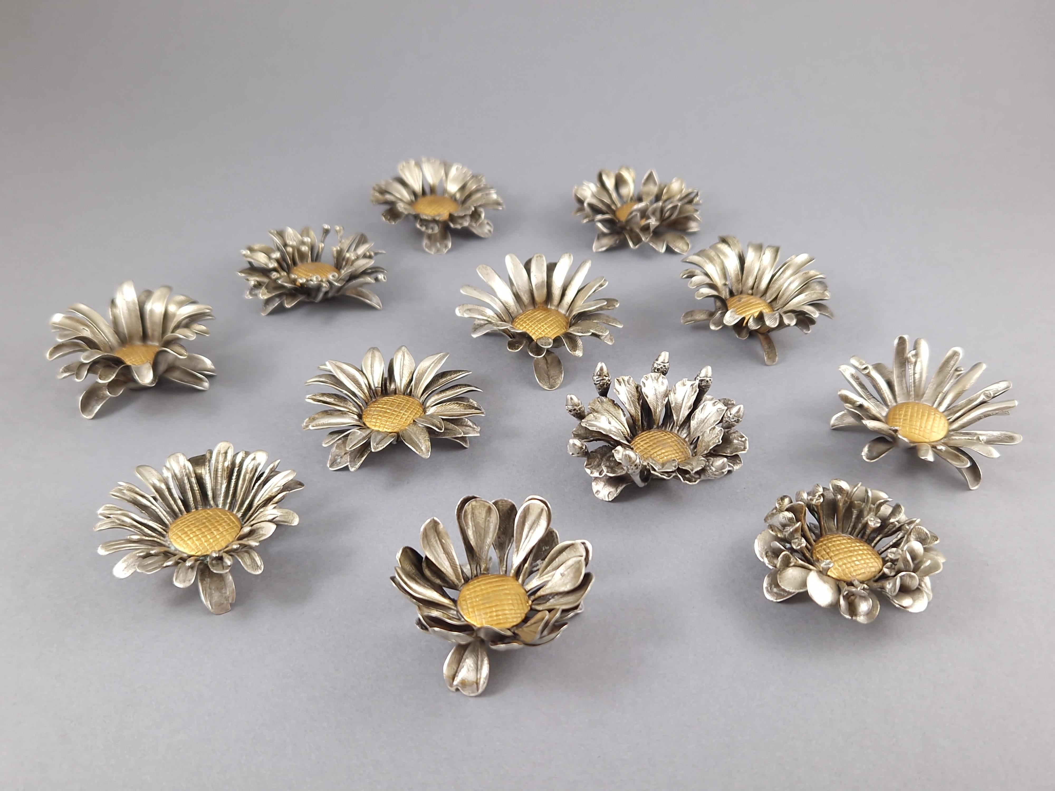 12 Place Card Holders / Table Decor in Solid Silver and Gilt 6