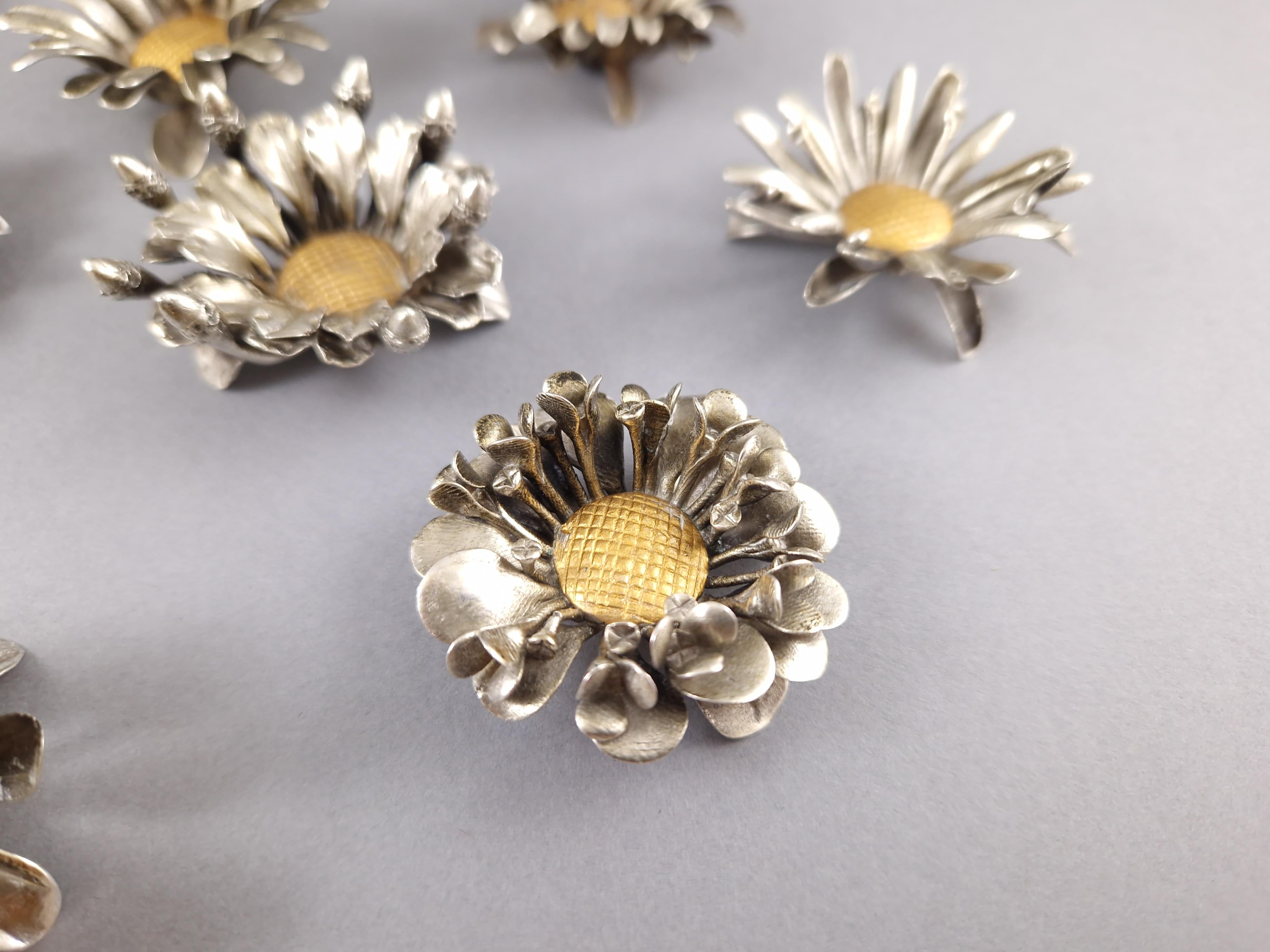12 Place Card Holders / Table Decor in Solid Silver and Gilt In Good Condition In Saint-Ouen, FR