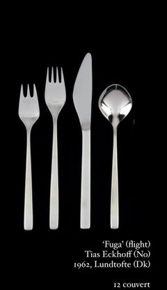 12 cubiertos 'Fuga' Cubiertos modernos escandinavos de Tias Eckhoff, 1962