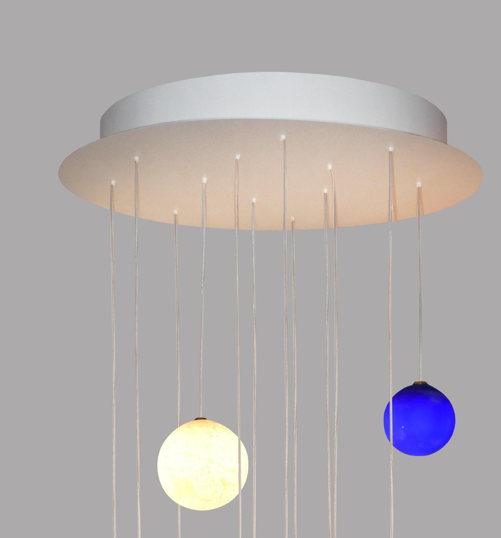 French 12 Planets And Ciels Chandelier by Ludovic Clément D’armont For Sale