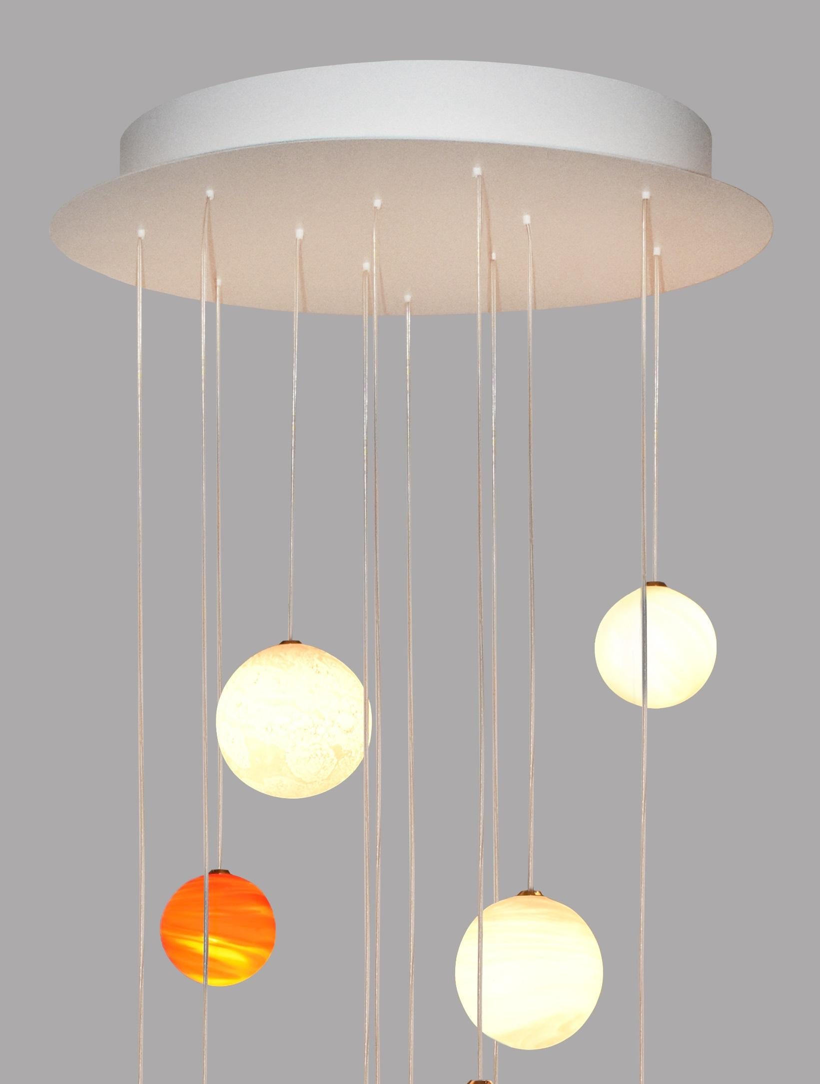 French 12 Planets And Couchers De Soleil Chandelier by Ludovic Clément D’armont For Sale