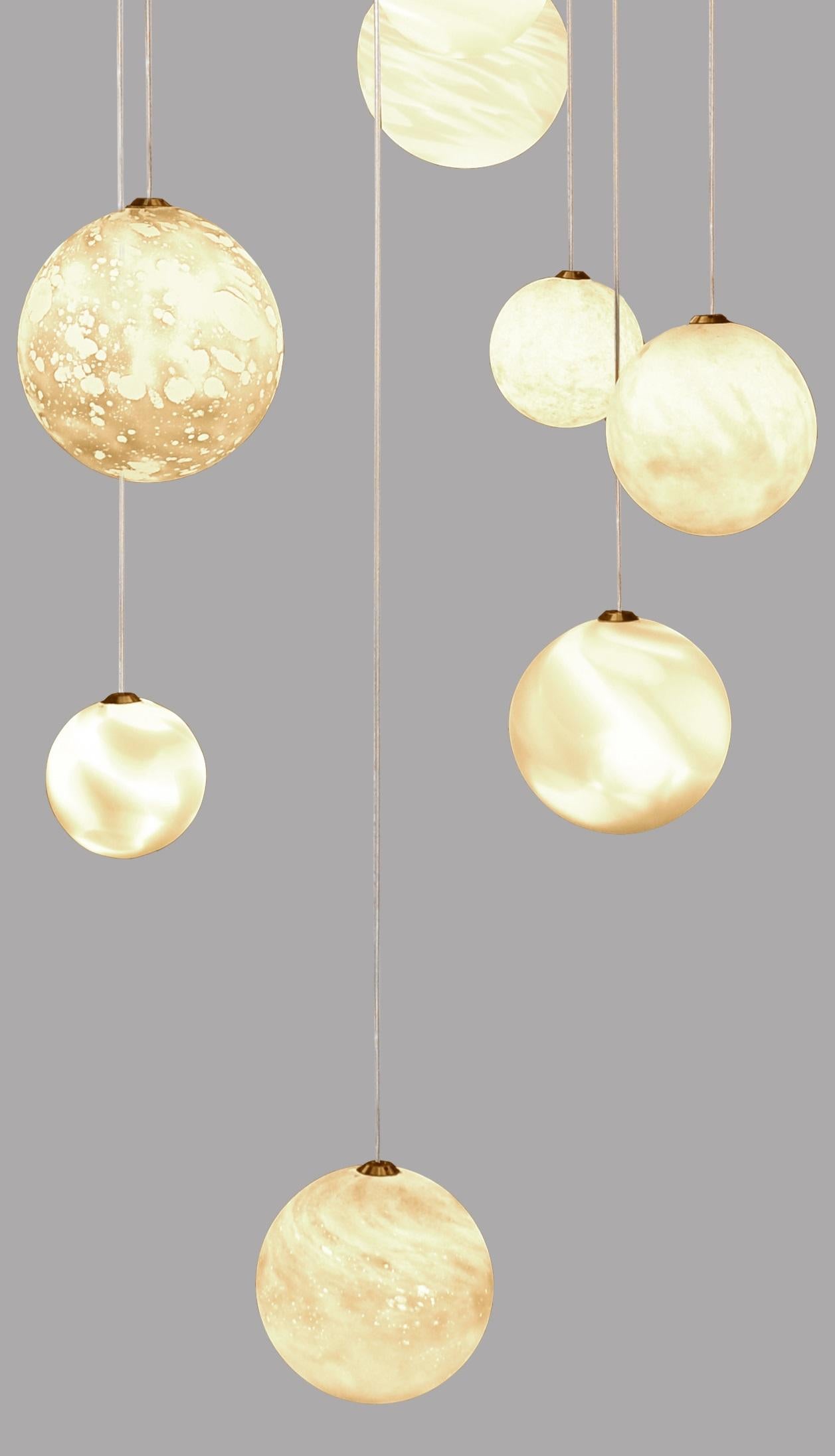 French 12 Planets Chandelier by Ludovic Clément D’armont For Sale