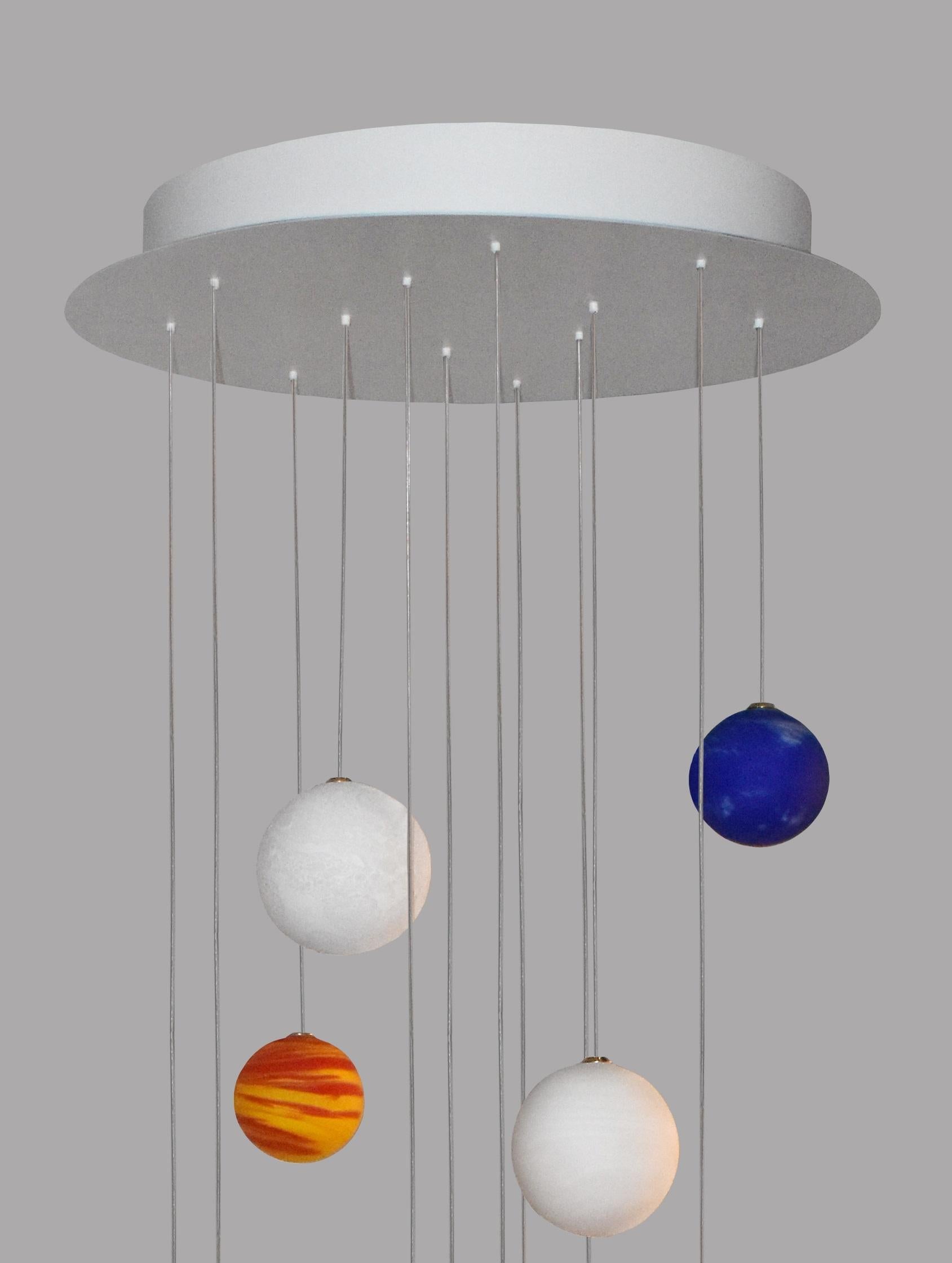 French 12 Planets, Ciels And Couchers De Soleil Chandelier by Ludovic Clément D’armont For Sale