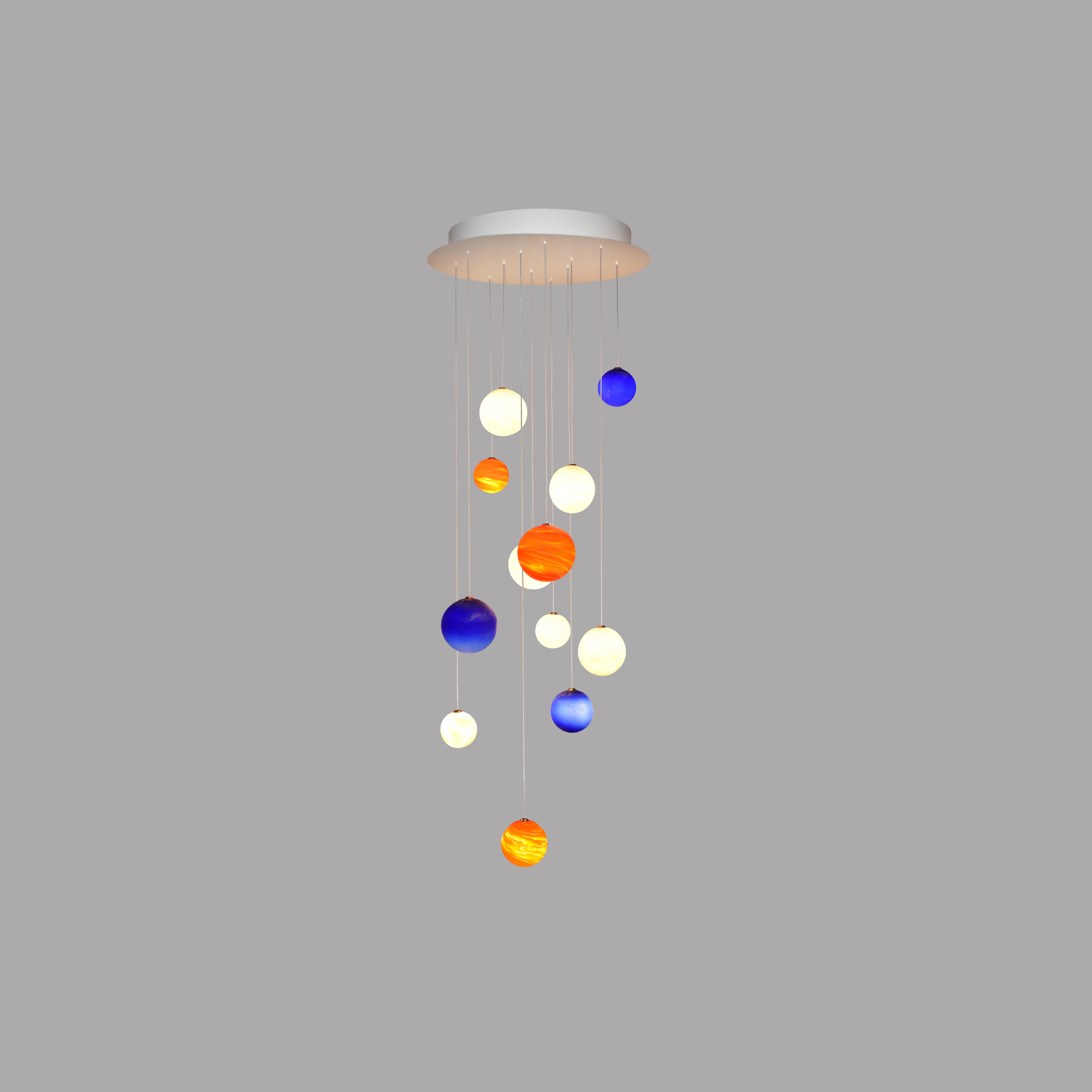 12 Planets, Ciels And Couchers De Soleil Chandelier by Ludovic Clément D’armont In New Condition For Sale In Geneve, CH