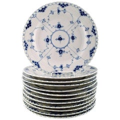 12 Plates Blue Fluted Full Lace Dinner Plates from Royal Copenhagen