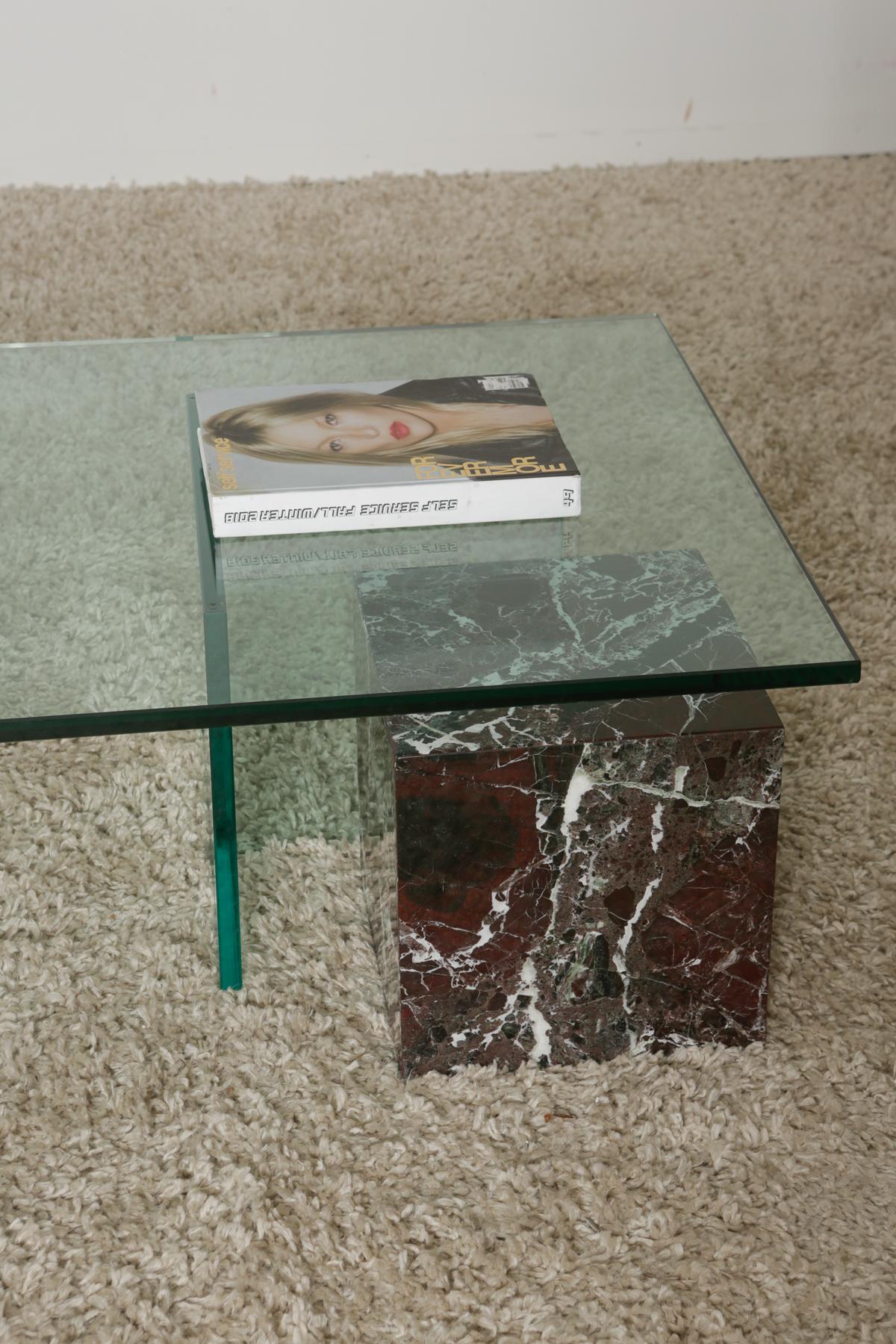 Plinth Table Cubic in Rosa Levanto Marble 3
