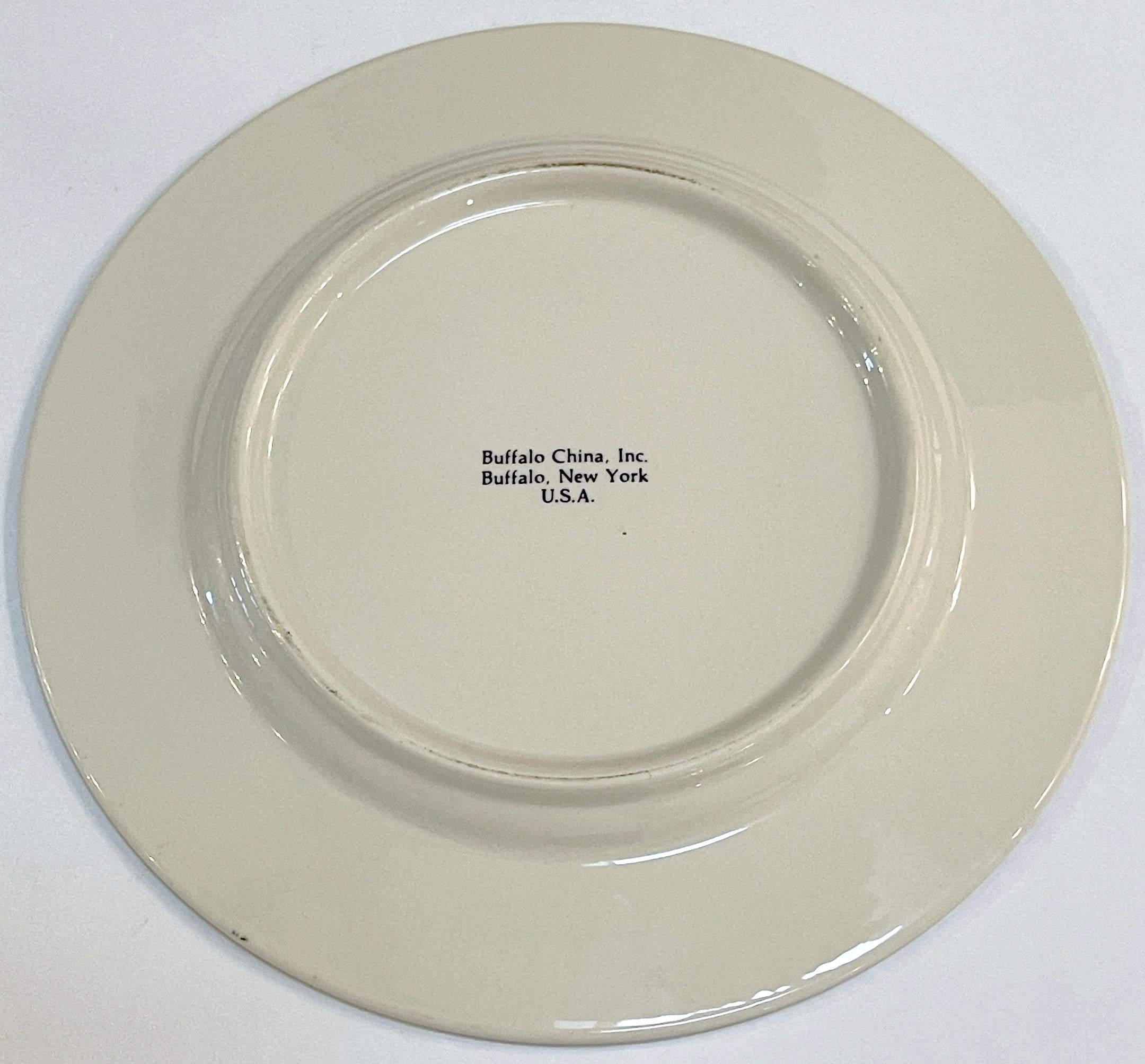 12 Polo Motif Dinner Plates, Buffalo China for Palm Beach Polo Club For Sale 1