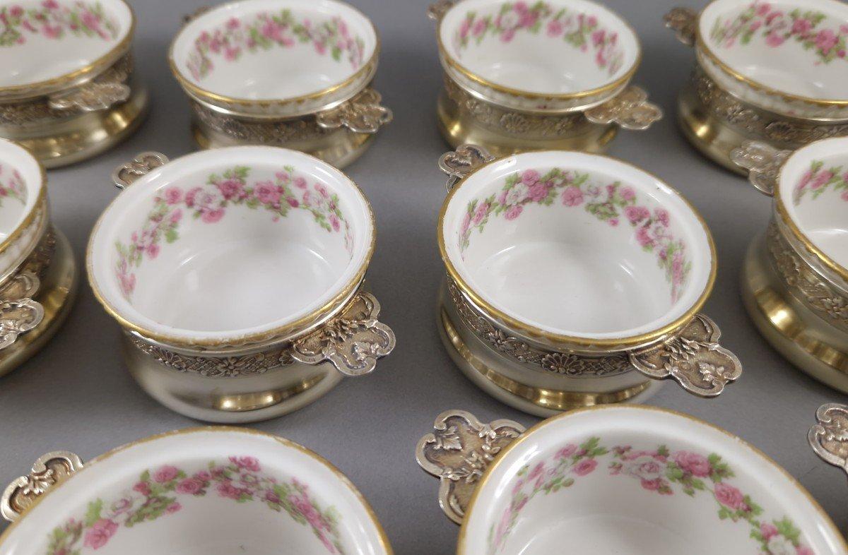 12 Porcelain And Sterling Silver-gilt Ramekins 2